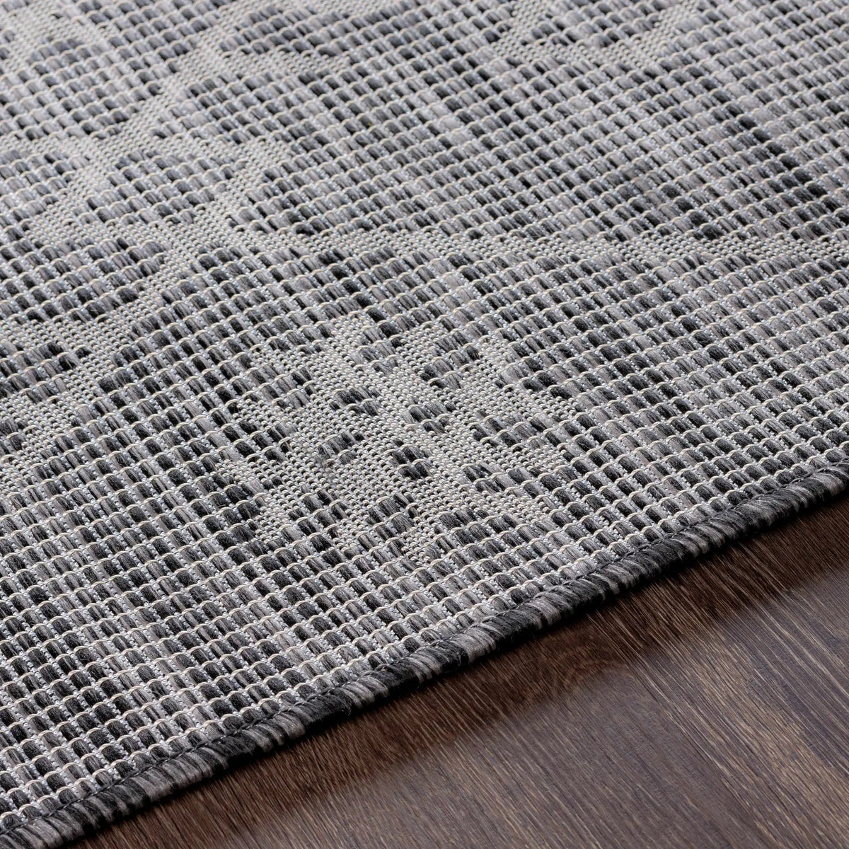 Lorena Charcoal Flatweave Trellis Outdoor Carpet - Clearance, photo 8 of 10
