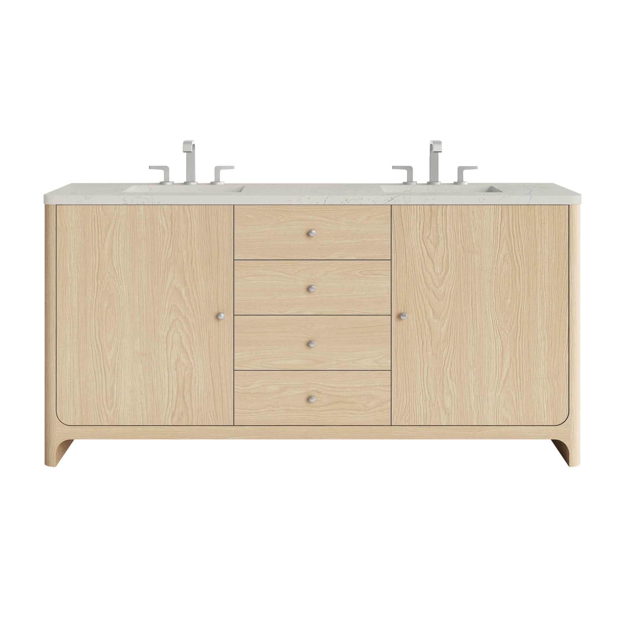 James Martin Gracyn 72" Double Bathroom Vanity, Coastal Driftwood with Siberian (Widespread) countertop