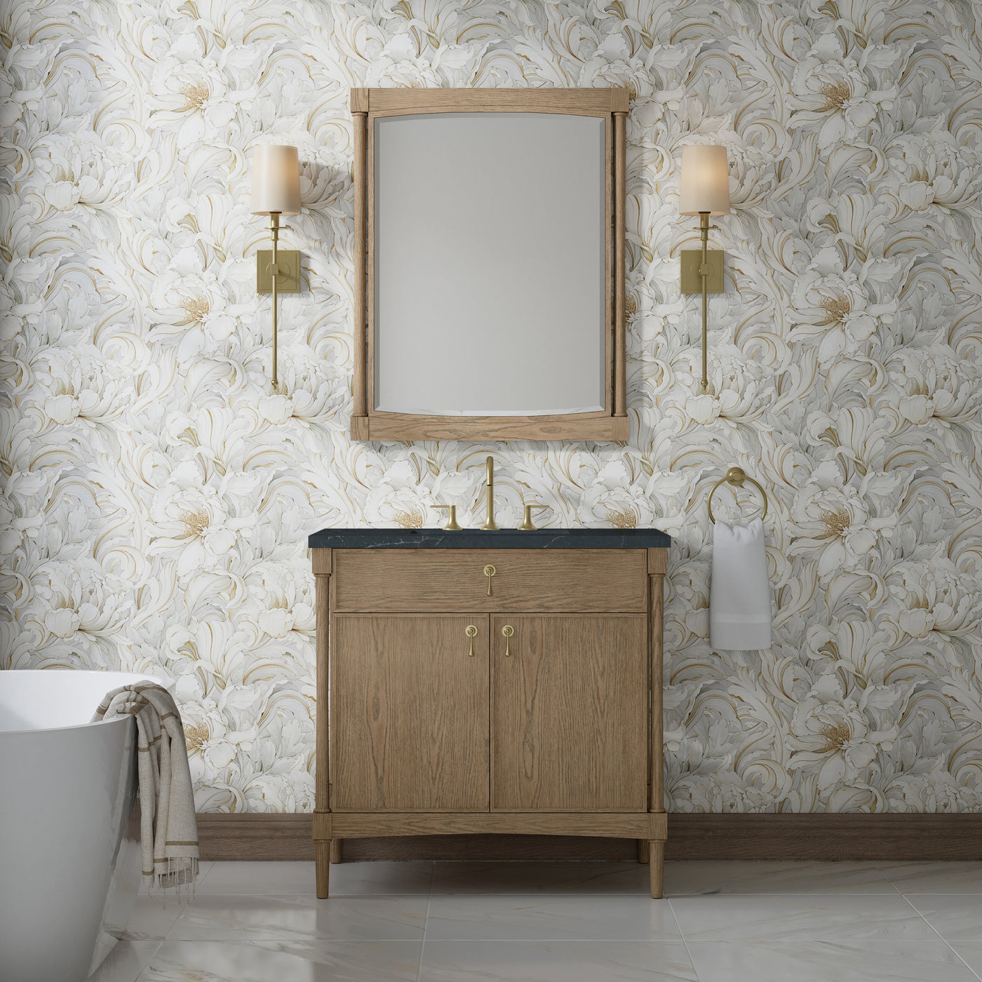 James Martin Kinnsden 36" Single Bathroom Vanity, Weathered Oak, view 40