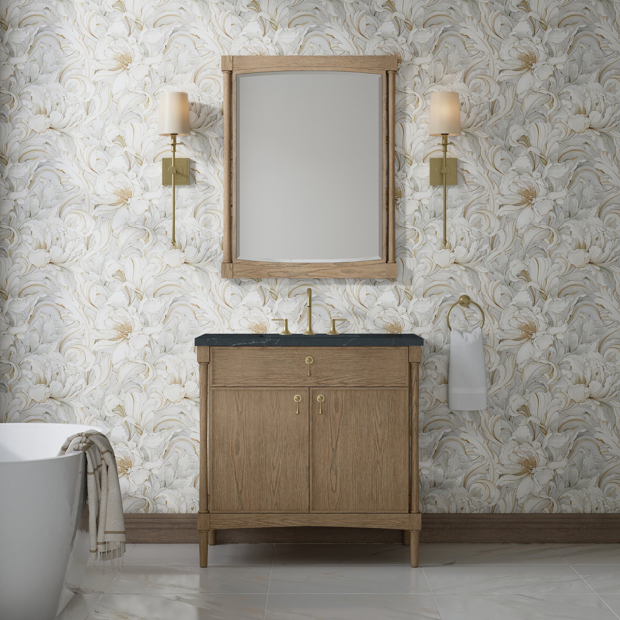 James Martin Kinnsden 36" Single Bathroom Vanity, Weathered Oak, view 40