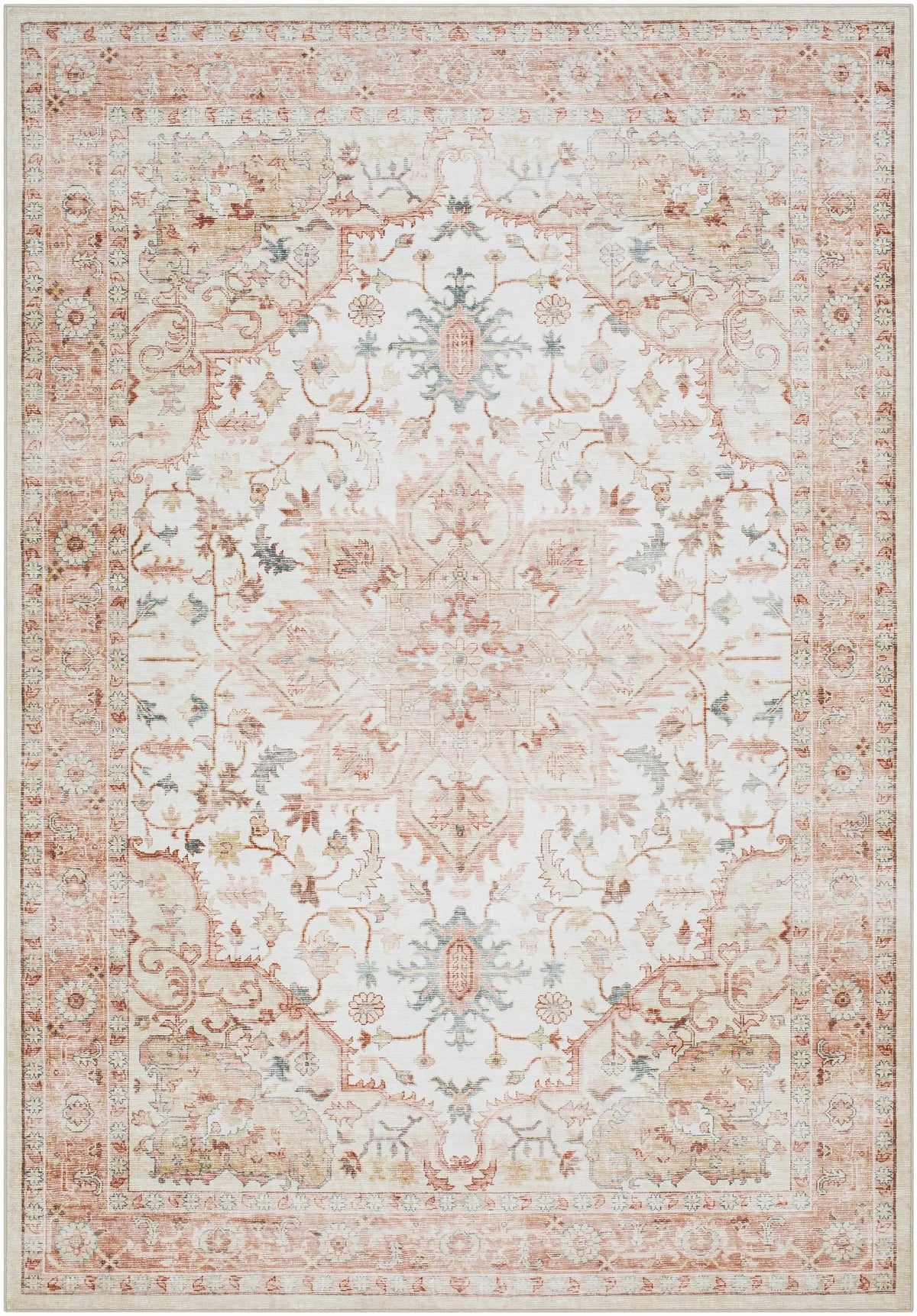 Lotan Pink Medallion Washable Area Rug - Clearance