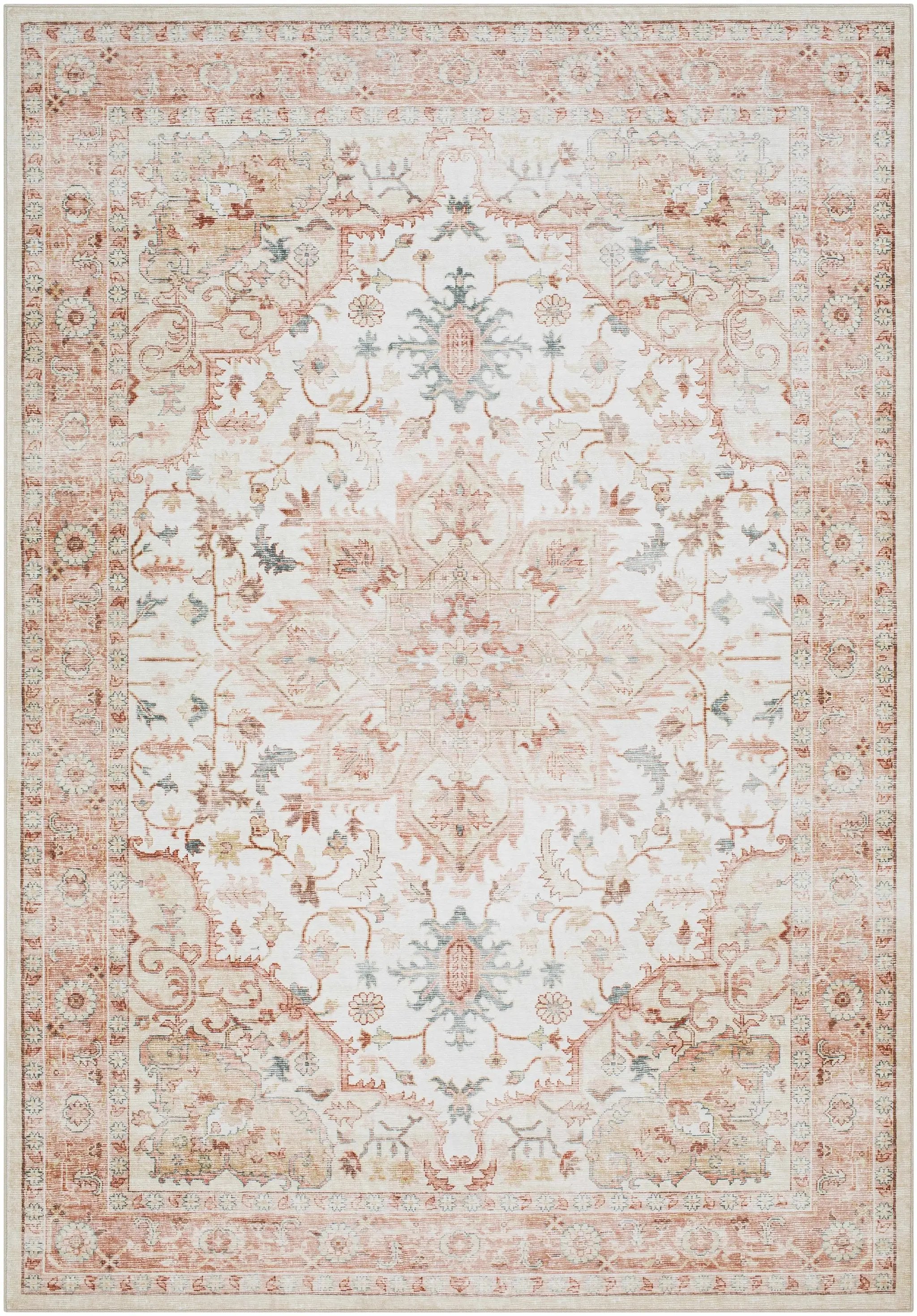 Lotan Pink Medallion Washable Area Rug - Clearance by Boutique Rugs