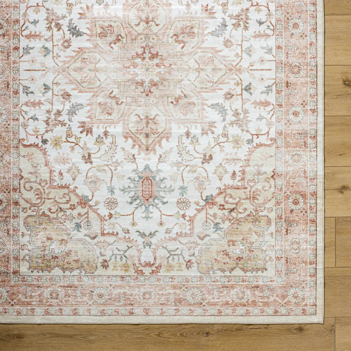 Lotan Pink Medallion Washable Area Rug - Clearance, photo 7 of 9
