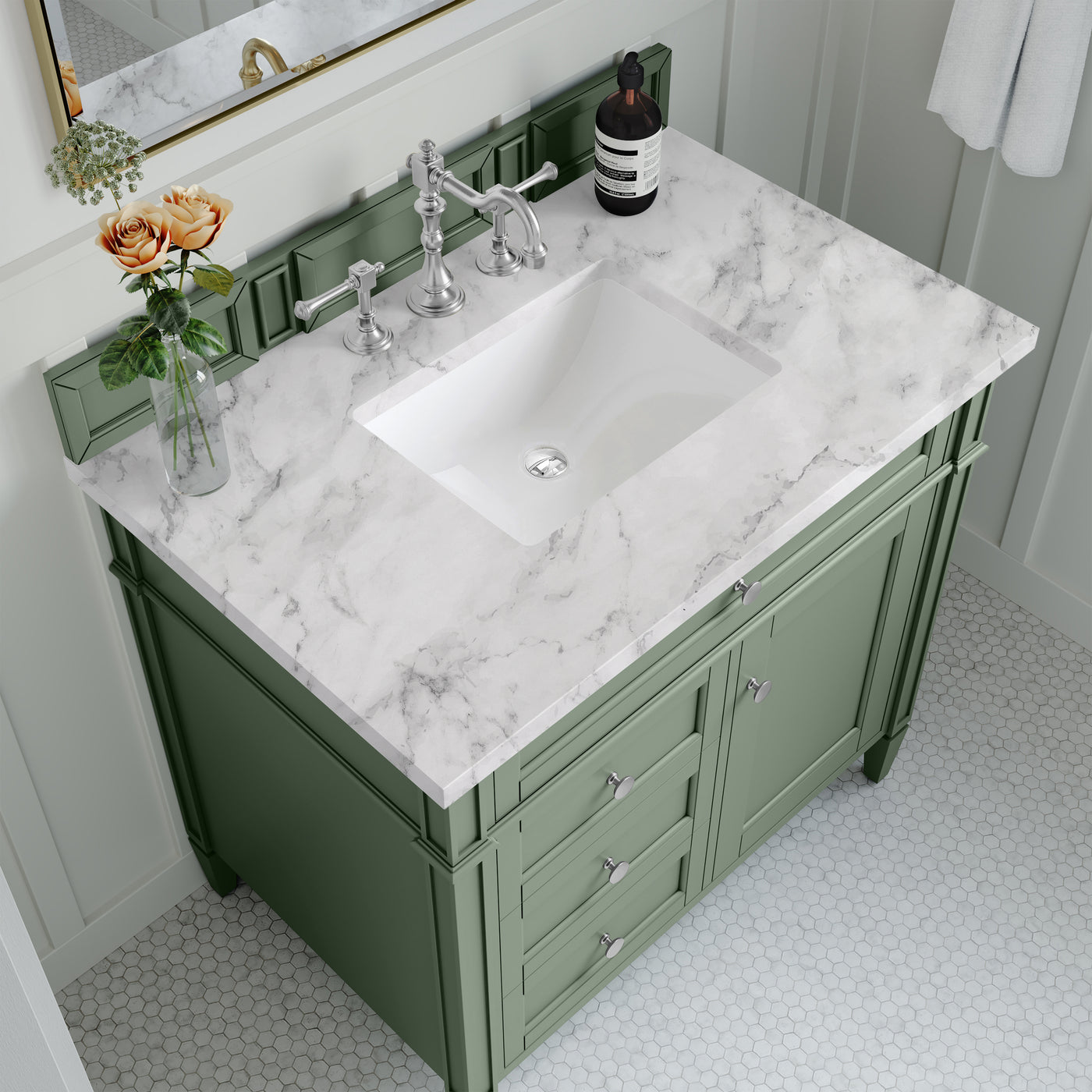 James Martin Brittany 36" Single Bathroom Vanity, Smokey Celadon, view 29