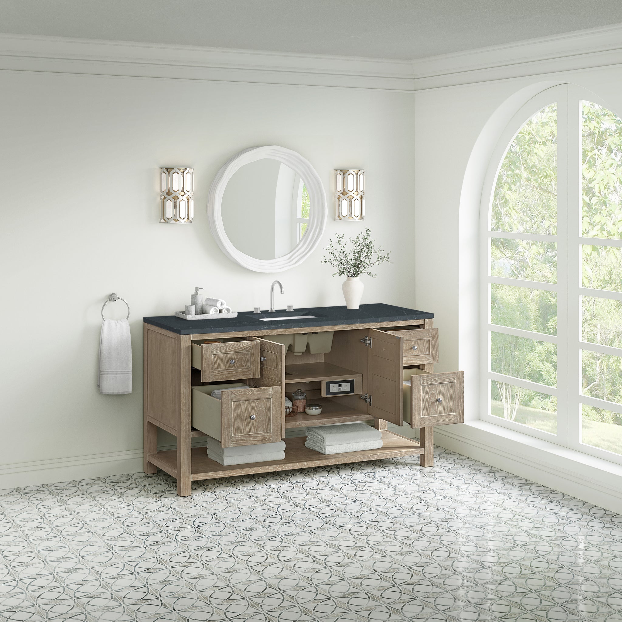James Martin Breckenridge 60" Single Bathroom Vanity, Whitewashed Oak, view 34