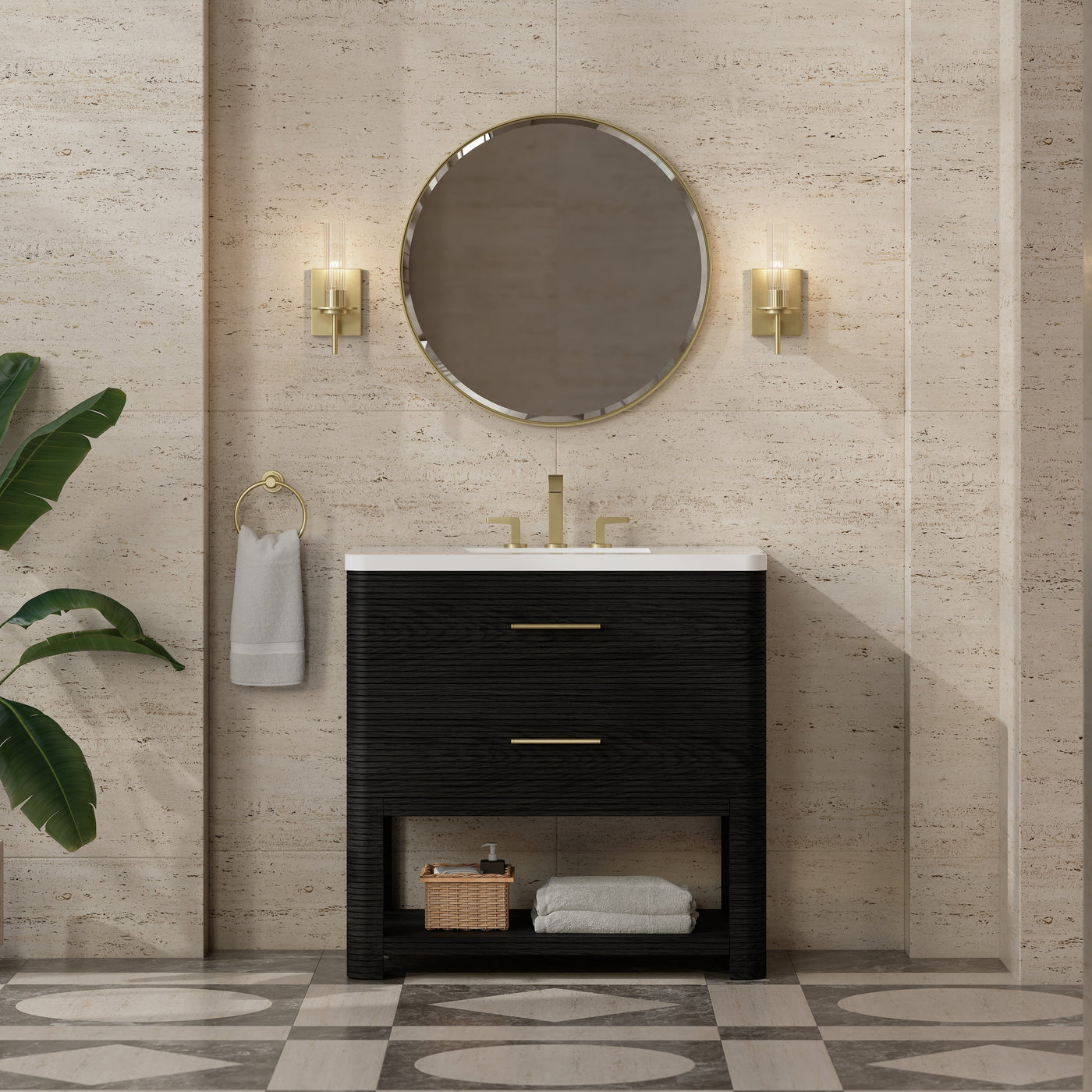 James Martin Lucian 36" Single Bathroom Vanity, Carbon Oak, cabinet without a countertop
