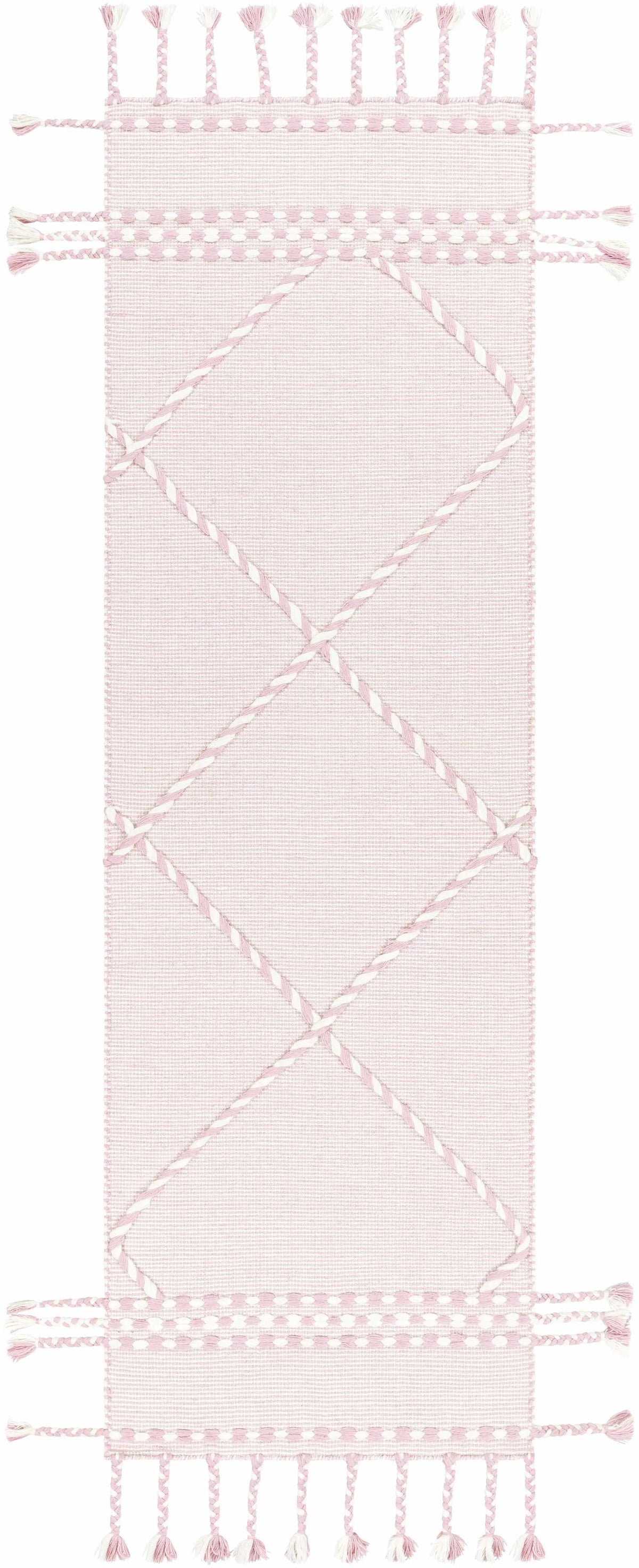 Lupton Pink Trellis Wool Rug with tassels - Clearance, photo 9 of 10