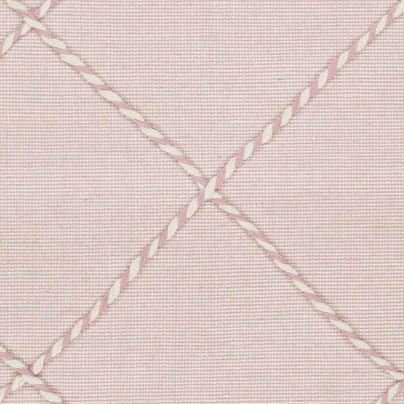 Lupton Pink Trellis Wool Rug with tassels - Clearance by Boutique Rugs
