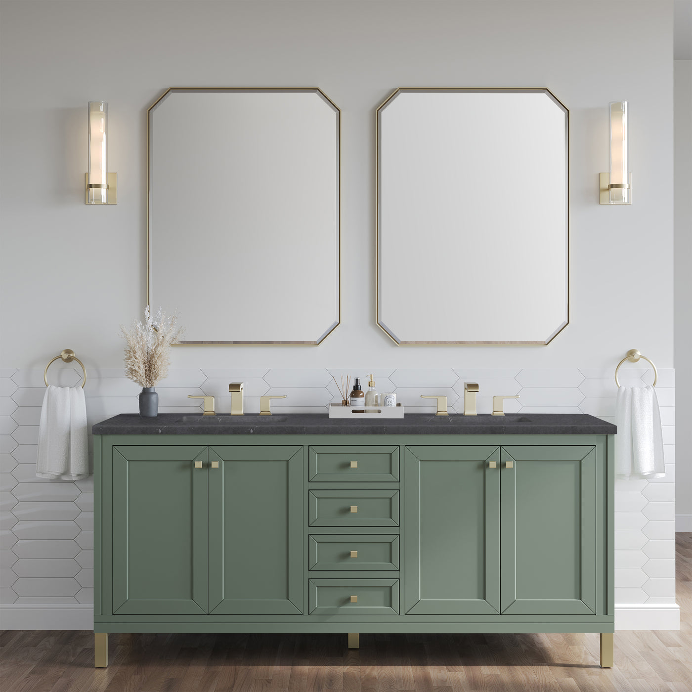 James Martin Chicago 72" Double Bathroom Vanity, Smokey Celadon, view 37