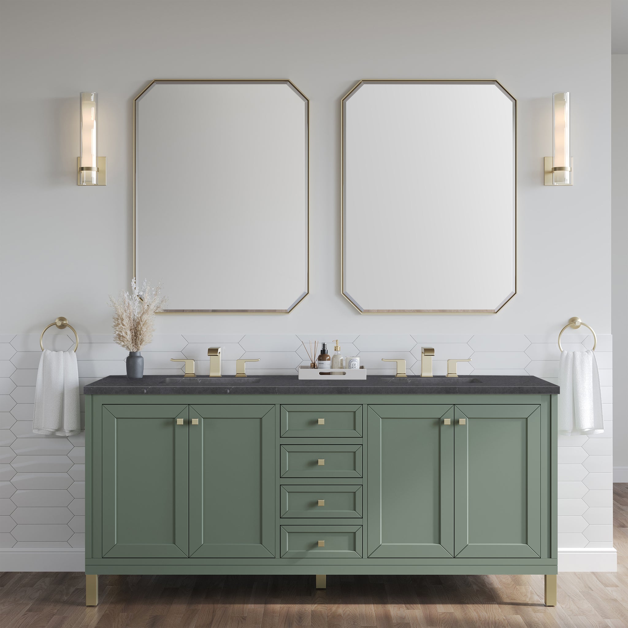 James Martin Chicago 72" Double Bathroom Vanity, Smokey Celadon, view 37