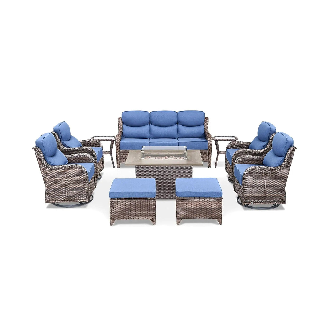 Luxury 10-Piece All-Weather Outdoor Patio Furniture Set With Fire Pit Table (SAK39281) by SAKSBY WHOLESALE