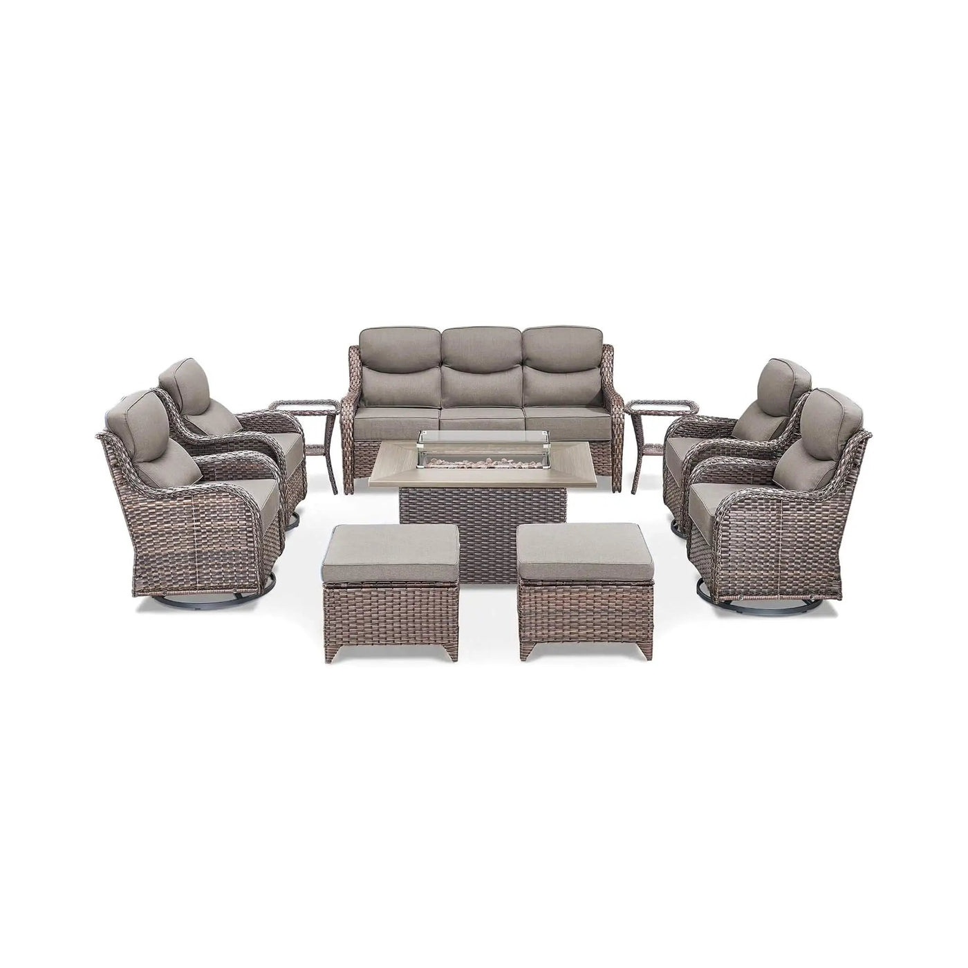 Luxury 10-Piece All-Weather Outdoor Patio Furniture Set With Fire Pit Table (SAK39281) by SAKSBY WHOLESALE