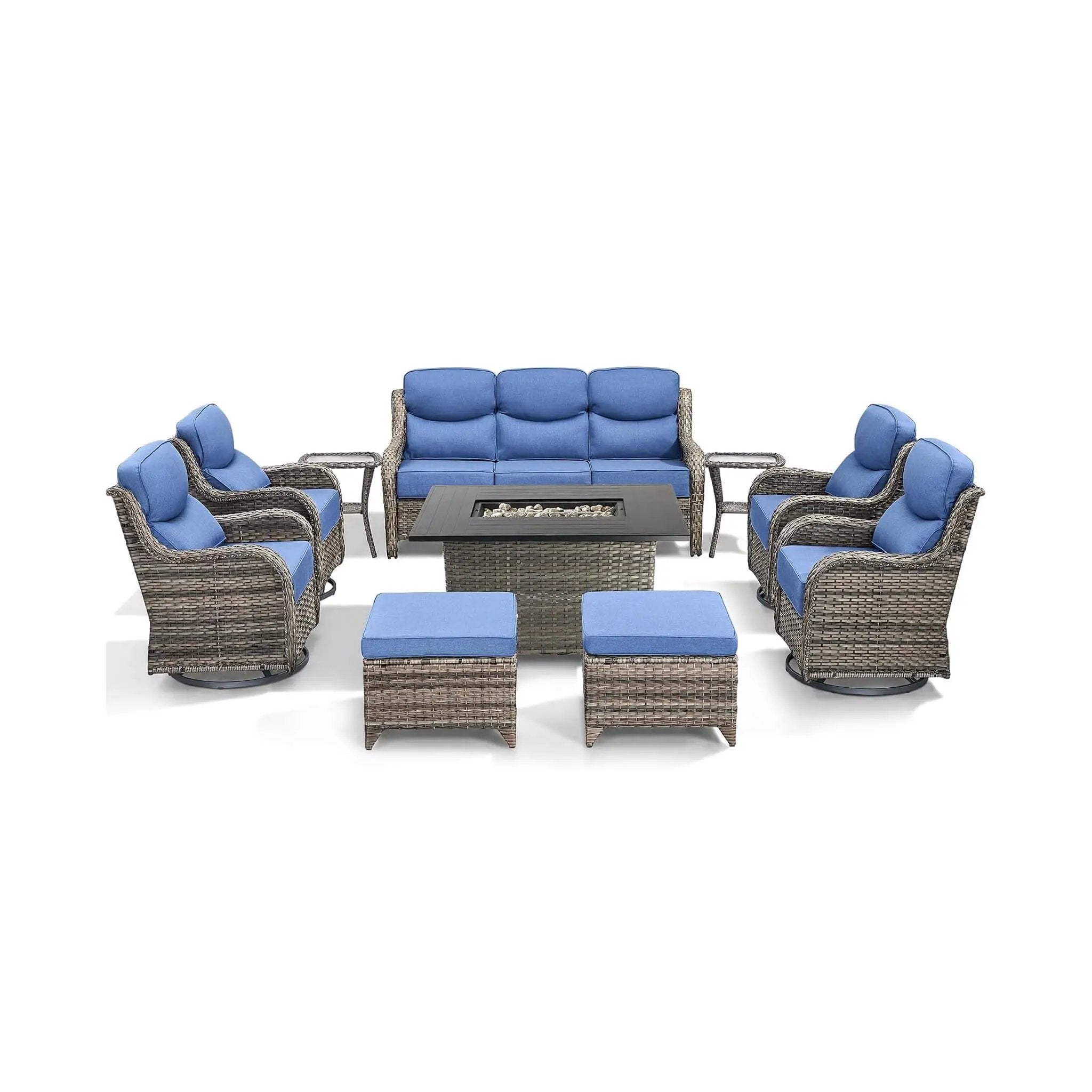 Luxury 10-Piece All-Weather Outdoor Patio Furniture Set With Fire Pit Table (SAK39281) by SAKSBY WHOLESALE