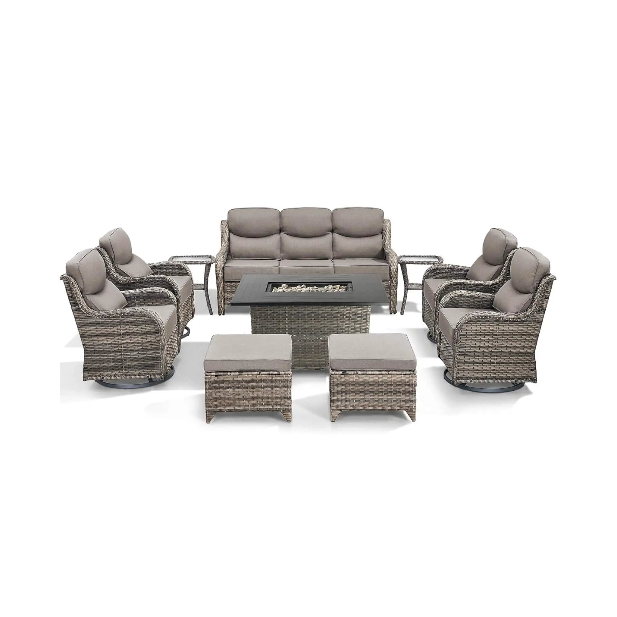 Luxury 10-Piece All-Weather Outdoor Patio Furniture Set With Fire Pit Table (SAK39281) by SAKSBY WHOLESALE