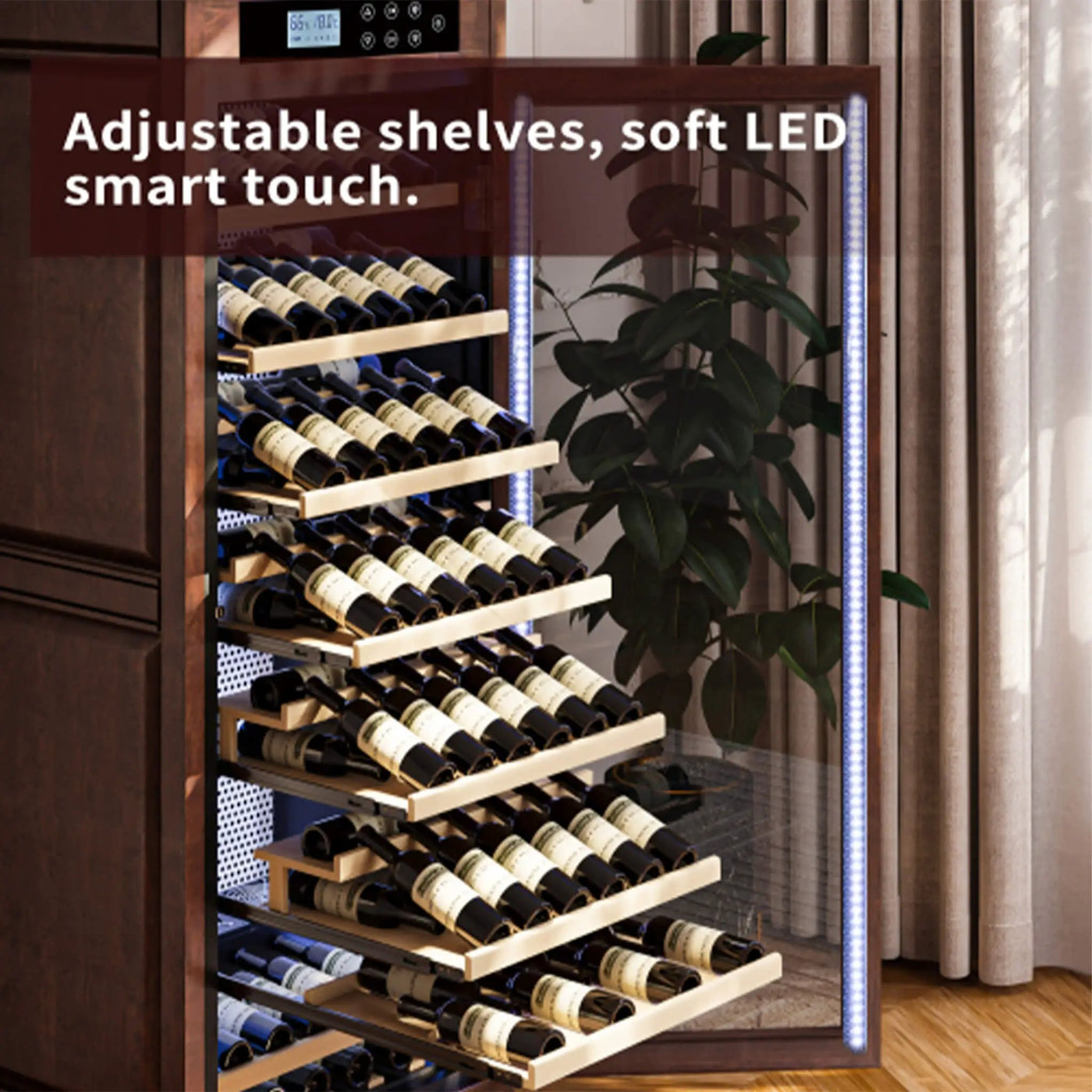 Nuvia 102-Bottle 10.6 Cu.Ft Wine Cooler Cabinet With LED Lighting And Temperature Control (SAK69027) by SAKSBY WHOLESALE