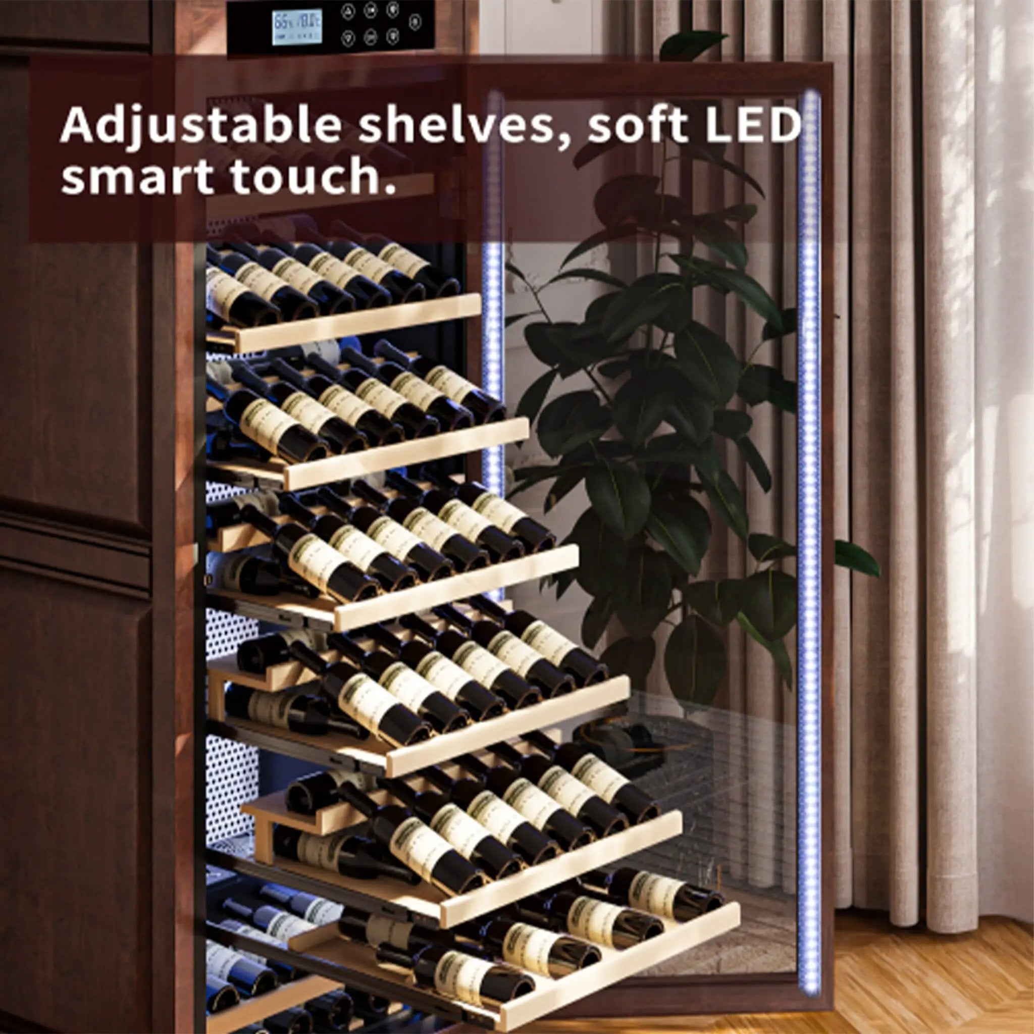 Nuvia 102-Bottle 10.6 Cu.Ft Wine Cooler Cabinet With LED Lighting And Temperature Control (SAK69027) by SAKSBY WHOLESALE
