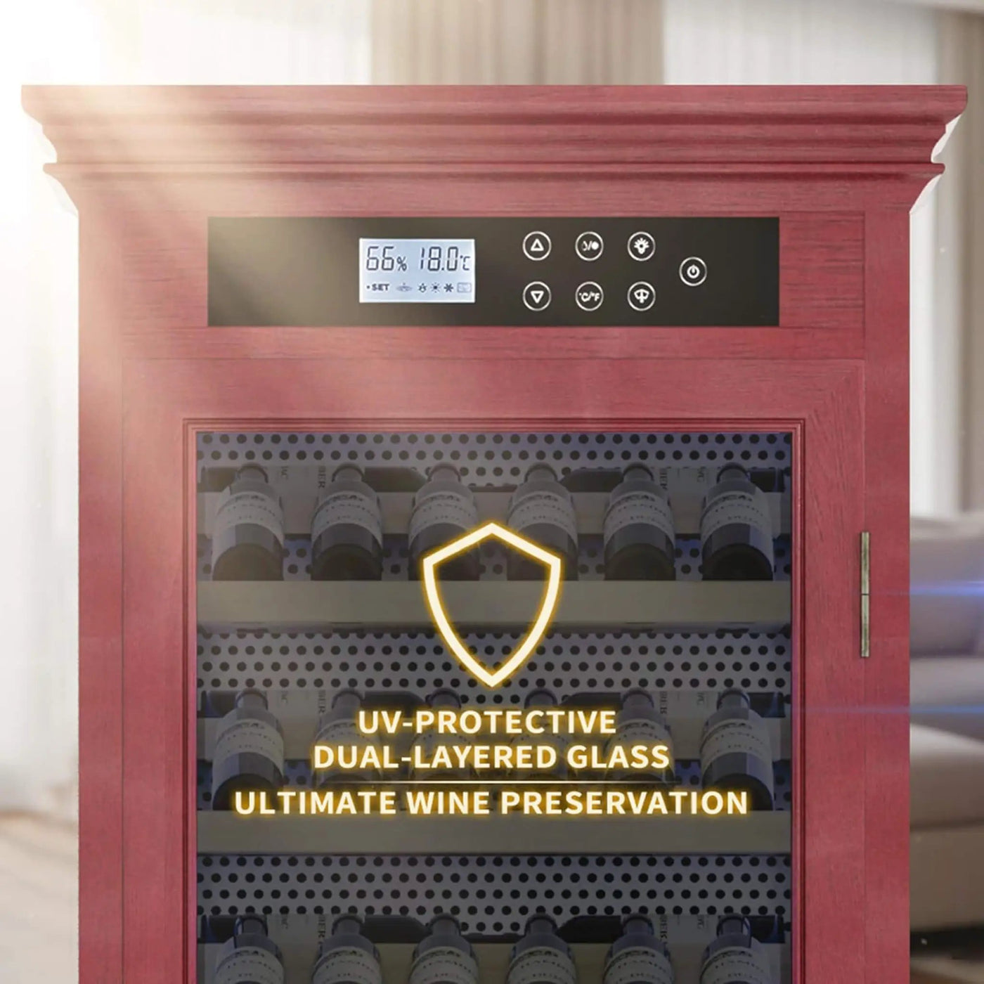 Nuvia 102-Bottle 10.6 Cu.Ft Wine Cooler Cabinet With LED Lighting And Temperature Control (SAK69027) by SAKSBY WHOLESALE