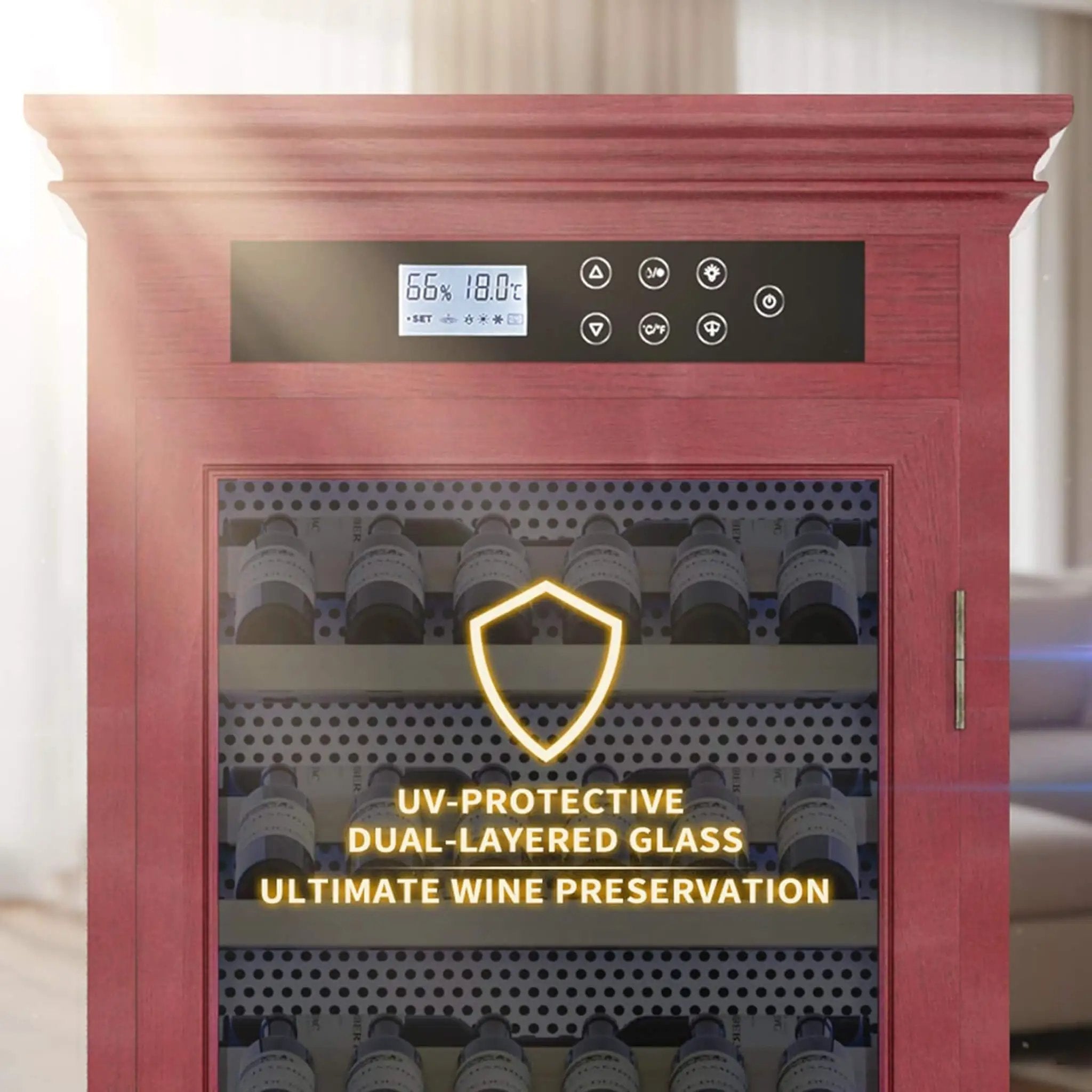 Nuvia 102-Bottle 10.6 Cu.Ft Wine Cooler Cabinet With LED Lighting And Temperature Control (SAK69027) by SAKSBY WHOLESALE