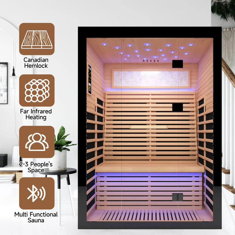 Thermora Flux Luxury 2-Person Canadian Hemlock Wood Far Infrared Home Sauna (SAK02184) by SAKSBY WHOLESALE