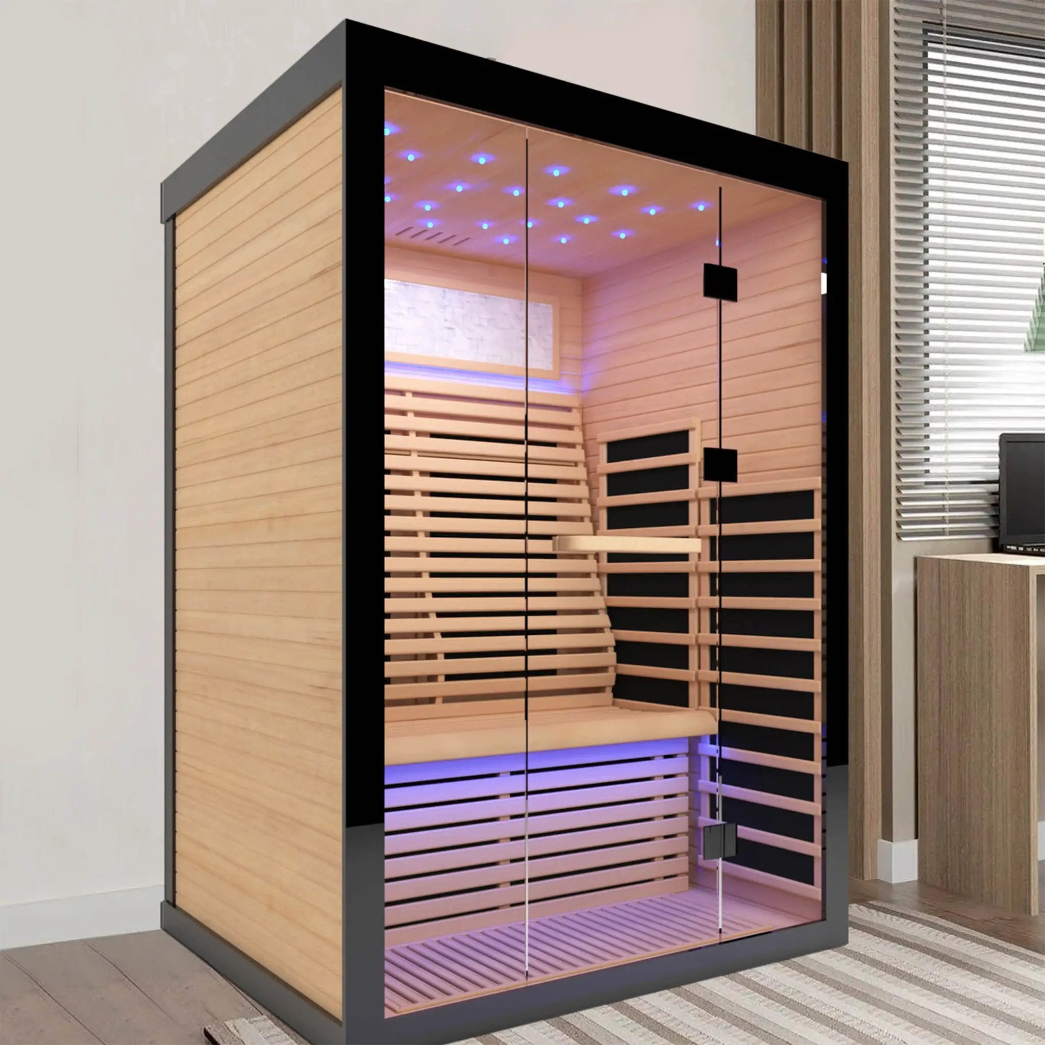 Thermora Flux Luxury 2-Person Canadian Hemlock Wood Far Infrared Home Sauna (SAK02184) by SAKSBY WHOLESALE