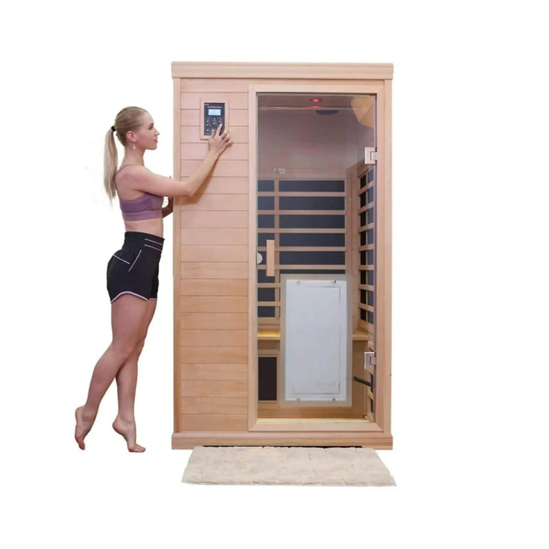 Thermora Ivara Luxury 2-Person Hemlock Wood FAR Infrared Sauna Room W/ Glass Door, 1750W (SAK81525) by SAKSBY WHOLESALE
