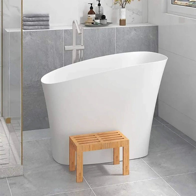 Nuvia Veloura Luxury 47-Inch White Freestanding Japanese-Styled Deep Stone Soaking Bathtub Resin (SAK84725) by SAKSBY WHOLESALE