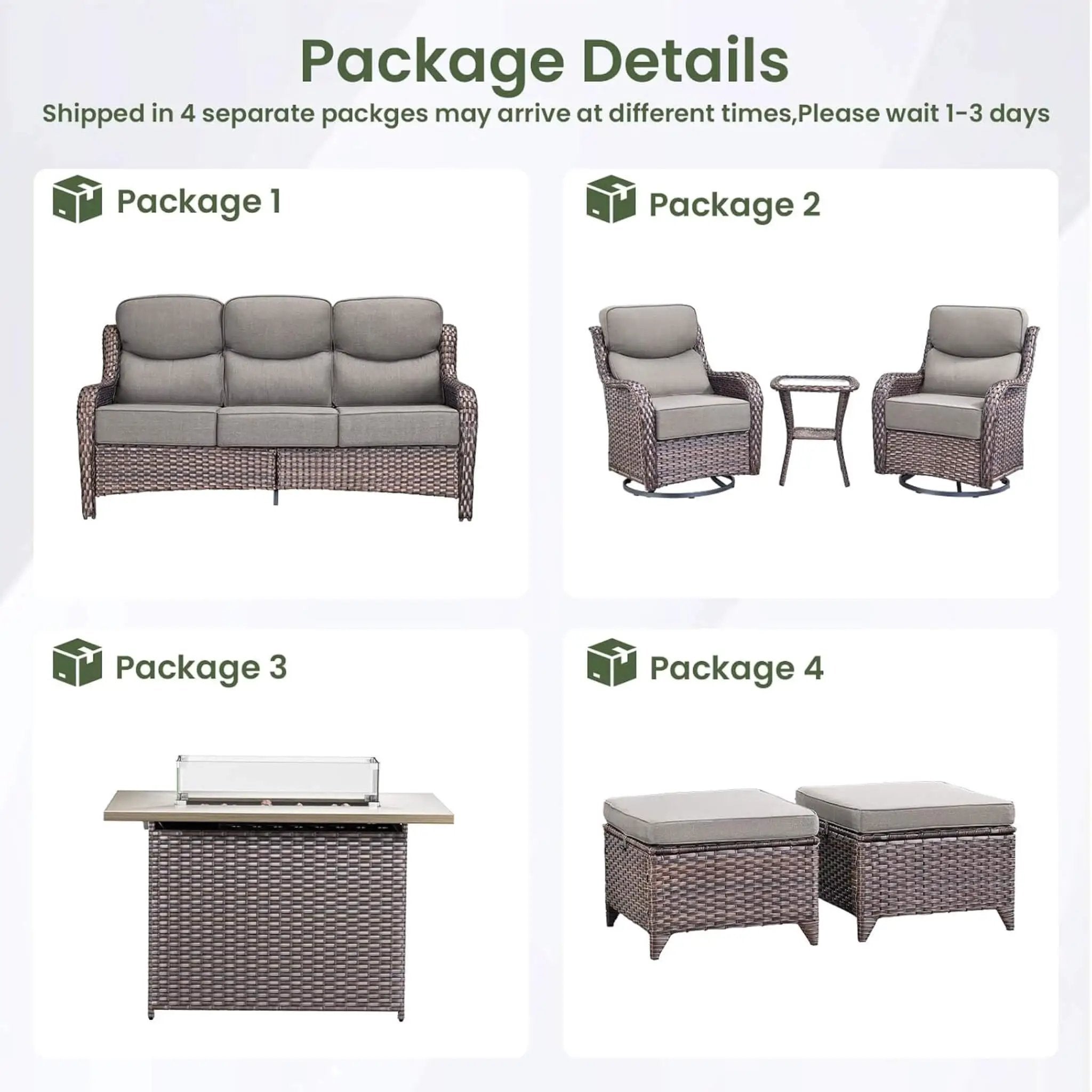 Luxury 7-Piece Outdoor Patio Furniture Set With Fire Pit Table (SAK57391) by SAKSBY WHOLESALE