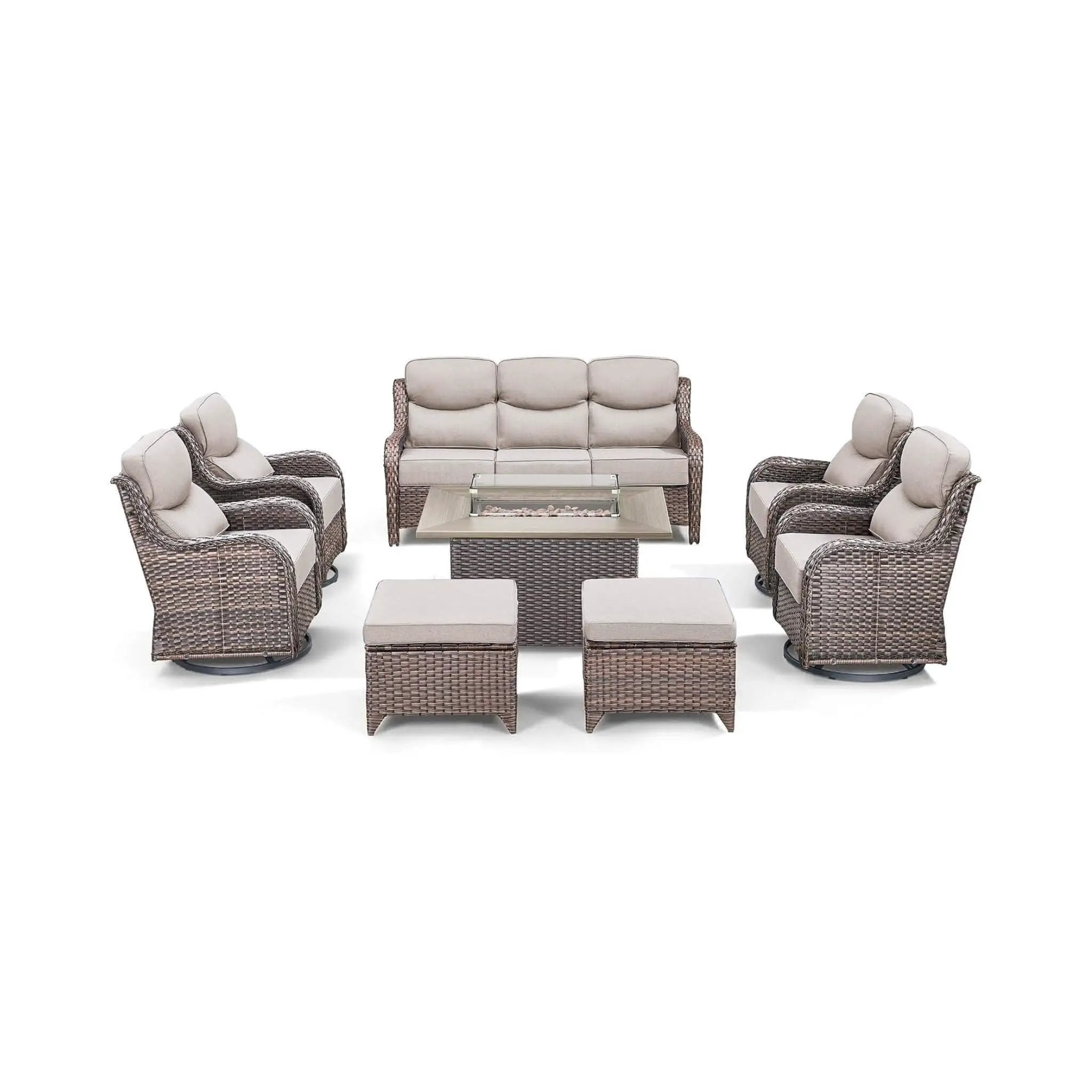 Luxury 8-Piece All-Weather Patio Furniture Set With Fire Pit Table (SAK37512) by SAKSBY WHOLESALE