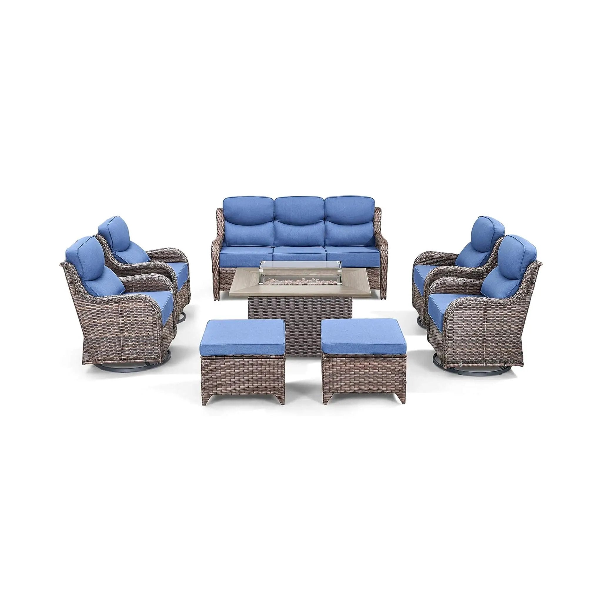 Luxury 8-Piece All-Weather Patio Furniture Set With Fire Pit Table (SAK37512) by SAKSBY WHOLESALE