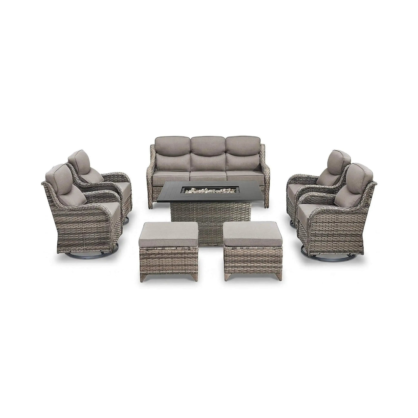 Luxury 8-Piece All-Weather Patio Furniture Set With Fire Pit Table (SAK37512) by SAKSBY WHOLESALE