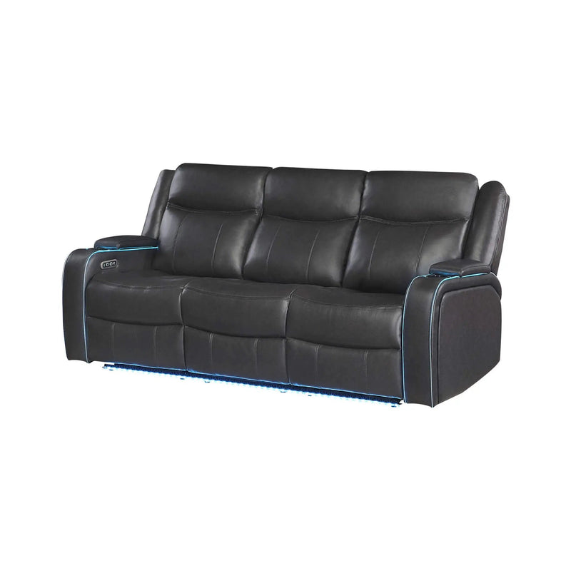 Nuvia Luxury 84-Inch Home Theater Power Reclining Sofa With LED Lights And Power Headrest (SAK83195) by SAKSBY WHOLESALE
