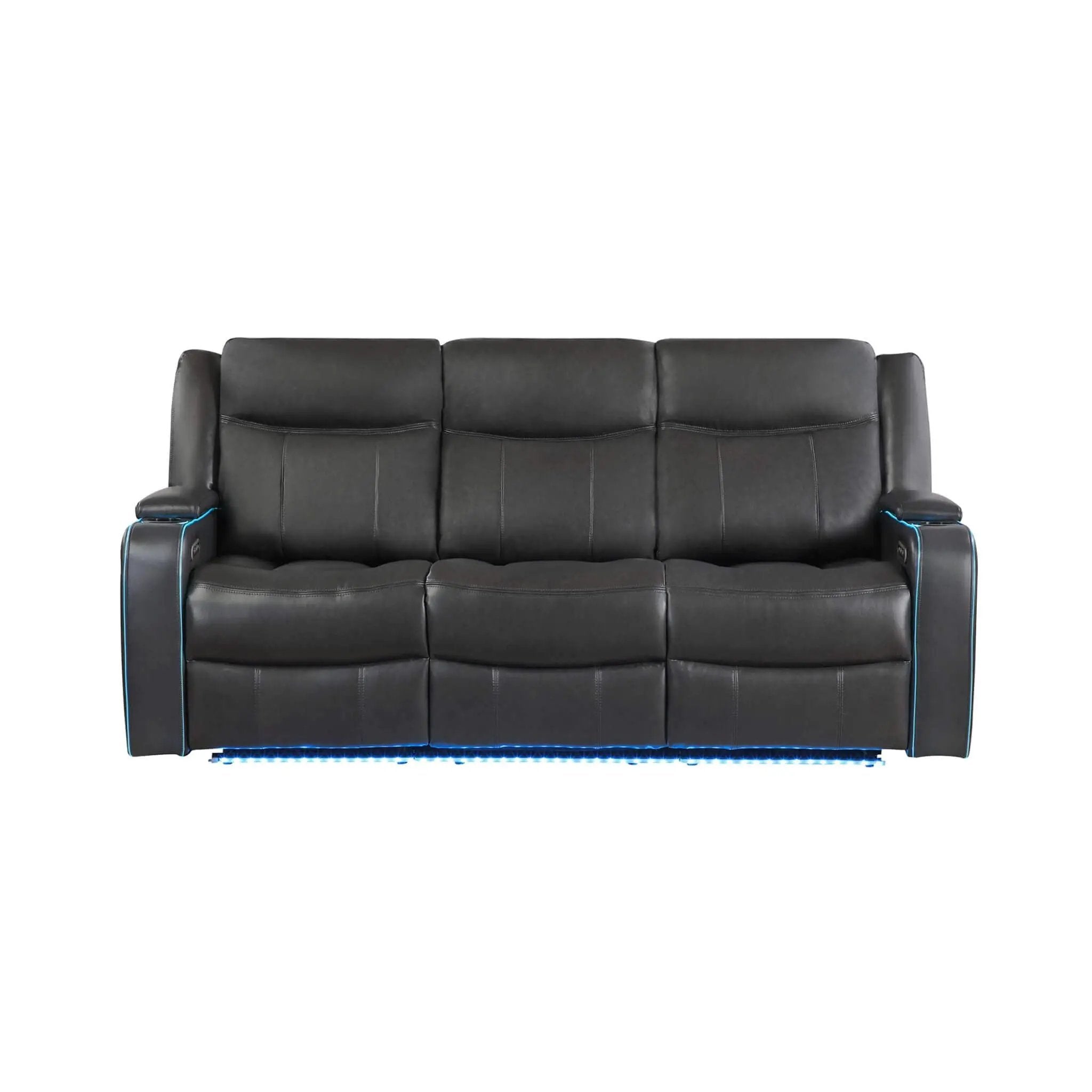Nuvia Luxury 84-Inch Home Theater Power Reclining Sofa With LED Lights And Power Headrest (SAK83195) by SAKSBY WHOLESALE