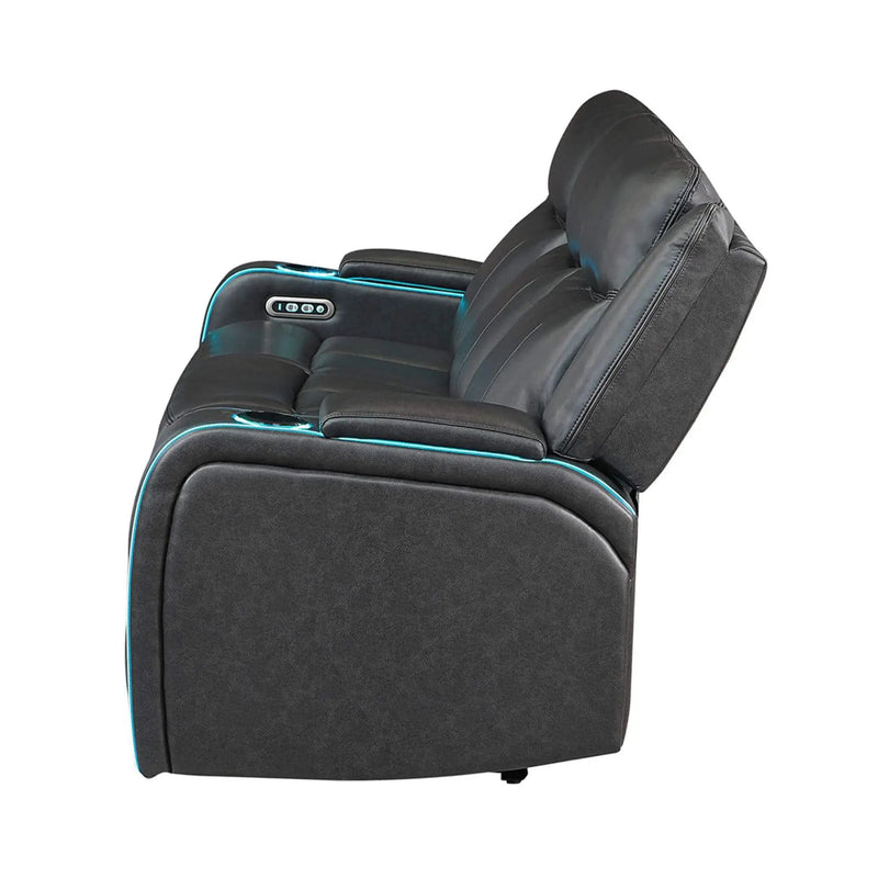 Nuvia Luxury 84-Inch Home Theater Power Reclining Sofa With LED Lights And Power Headrest (SAK83195) by SAKSBY WHOLESALE