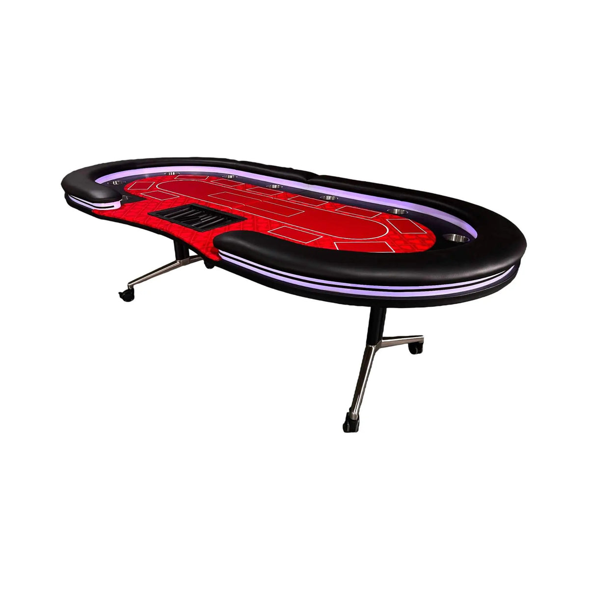 Luxury 94-Inch Foldable 10 Player Poker Table With LED, Wheels And Cup Holders (SAK24897) by SAKSBY WHOLESALE