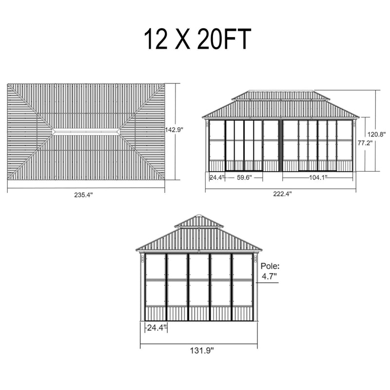 Alora Oasis Luxury Heavy-Duty Hardtop Sunroom With Aluminum Frame And LED Lights (SAK79102) by SAKSBY WHOLESALE
