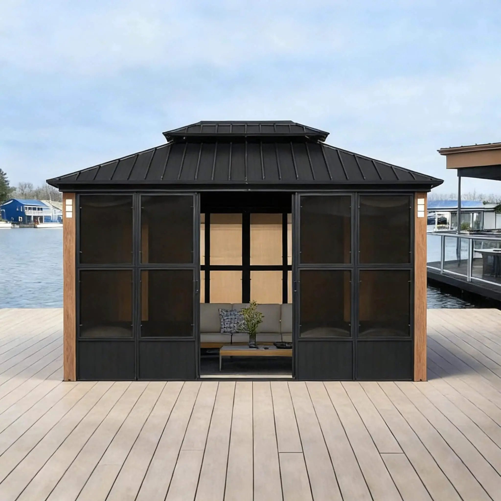 Alora Oasis Luxury Heavy-Duty Hardtop Sunroom With Aluminum Frame And LED Lights (SAK79102) by SAKSBY WHOLESALE