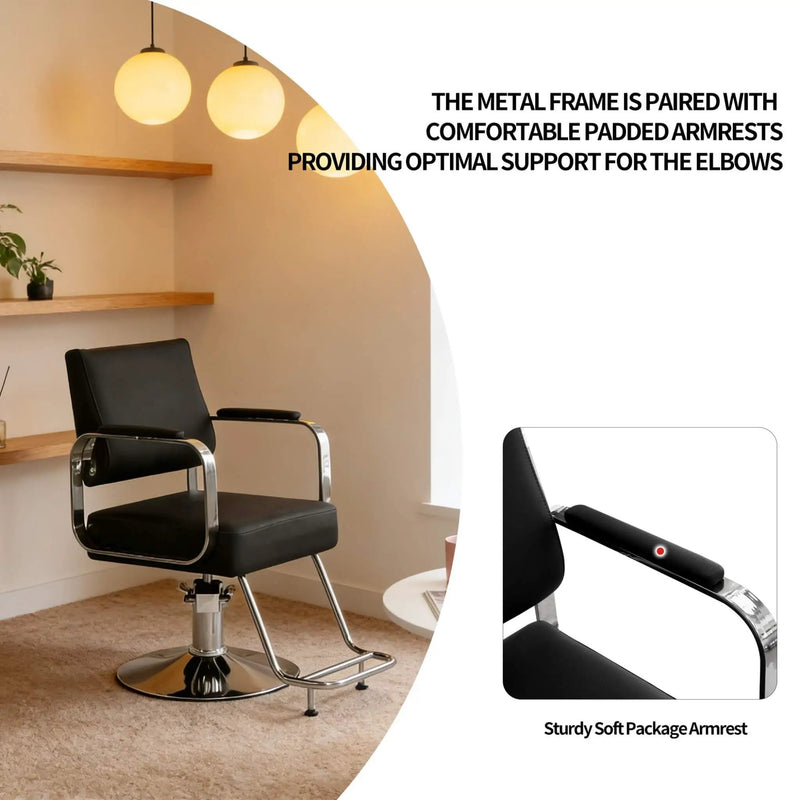Luxury Height-Adjustable Barber Chair With 360-Degree Swivel (SAK64103) by SAKSBY WHOLESALE