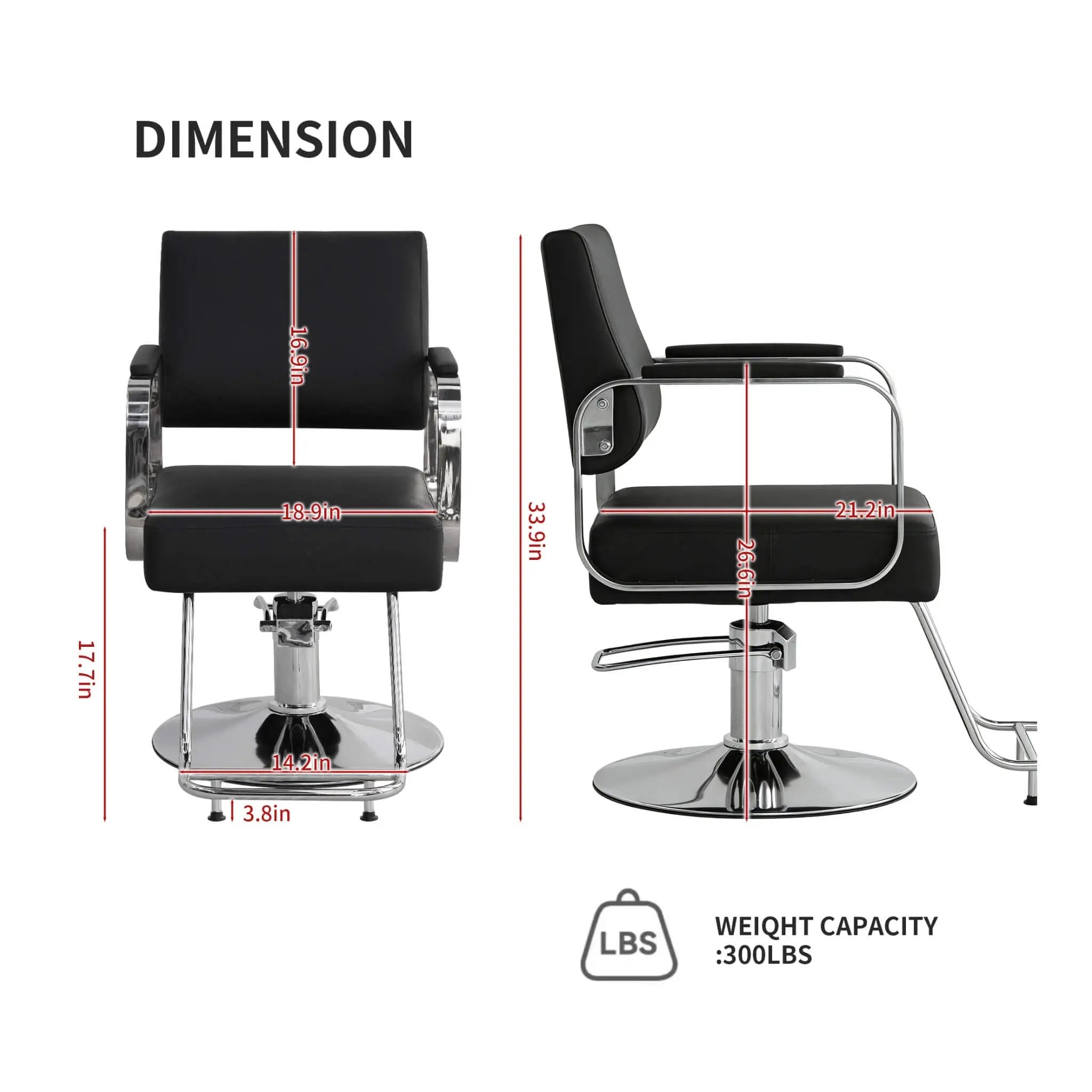 Luxury Height-Adjustable Barber Chair With 360-Degree Swivel (SAK64103) by SAKSBY WHOLESALE