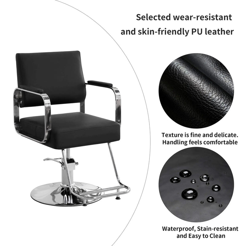 Luxury Height-Adjustable Barber Chair With 360-Degree Swivel (SAK64103) by SAKSBY WHOLESALE