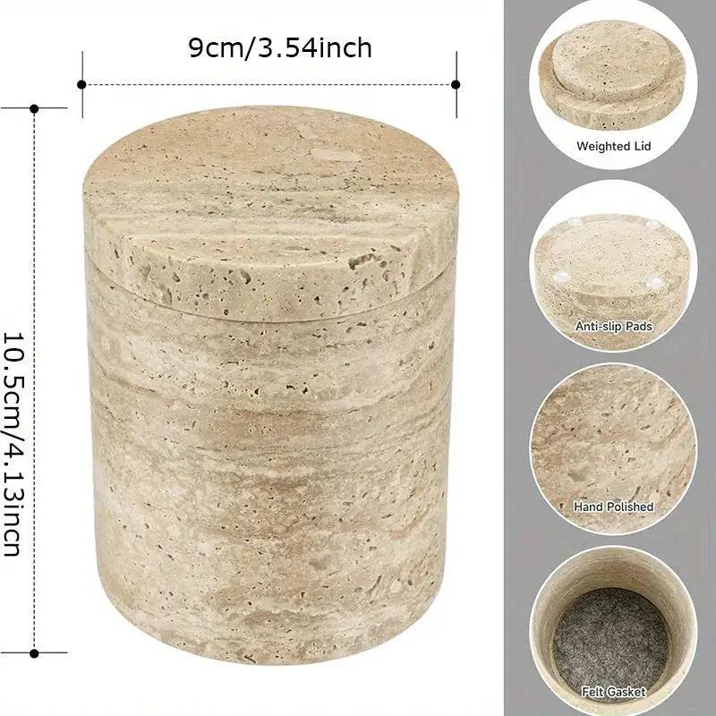 Luxury Marble Organizer Canister - Handcrafted Round Stone Container for Vanity, Office | Gift Set with Lid for Makeup Brushes & Coffee Lovers by House Of Avana