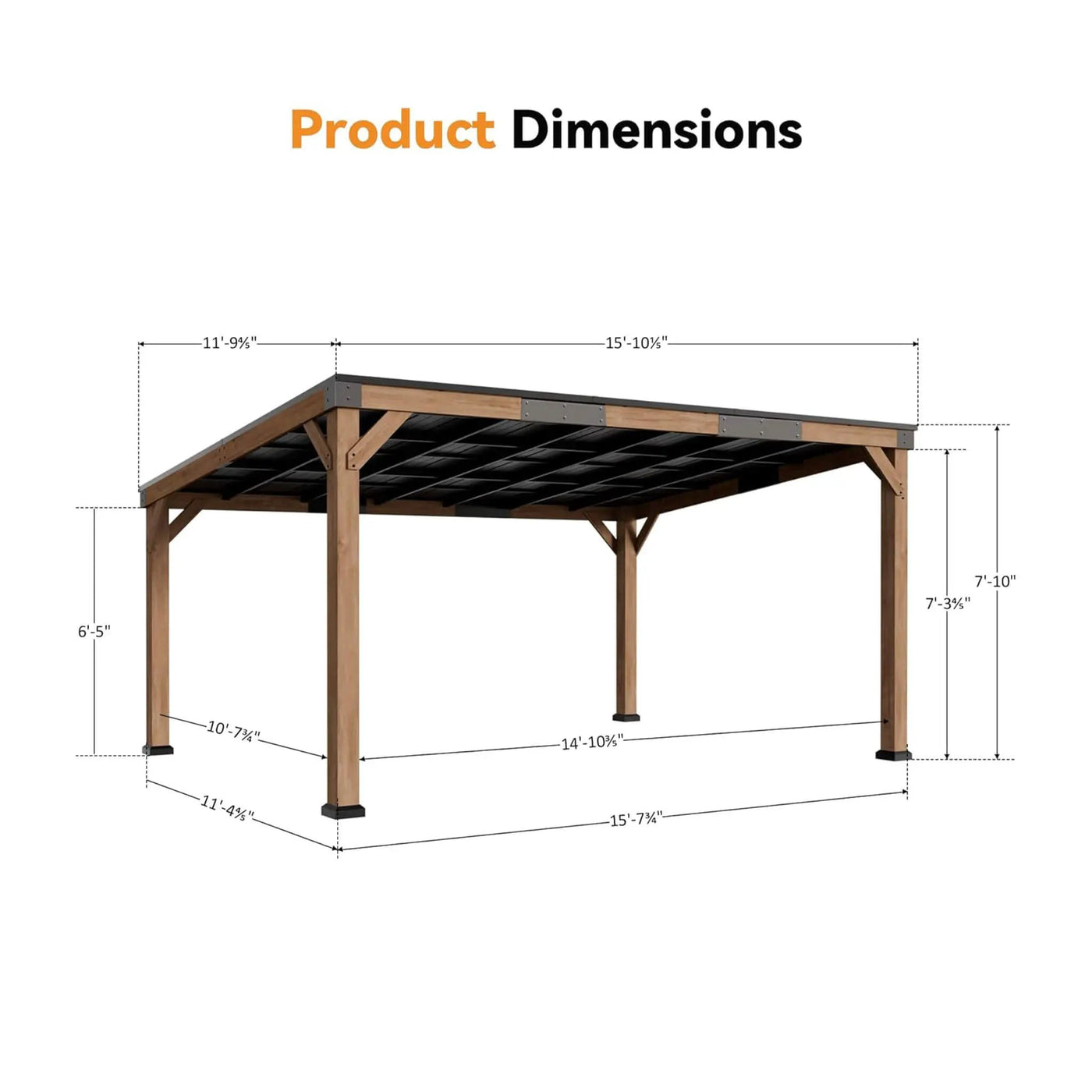 Alora Luxury Modern Cedar Gazebo With Sloped Hardtop Roof (SAK35720) by SAKSBY WHOLESALE