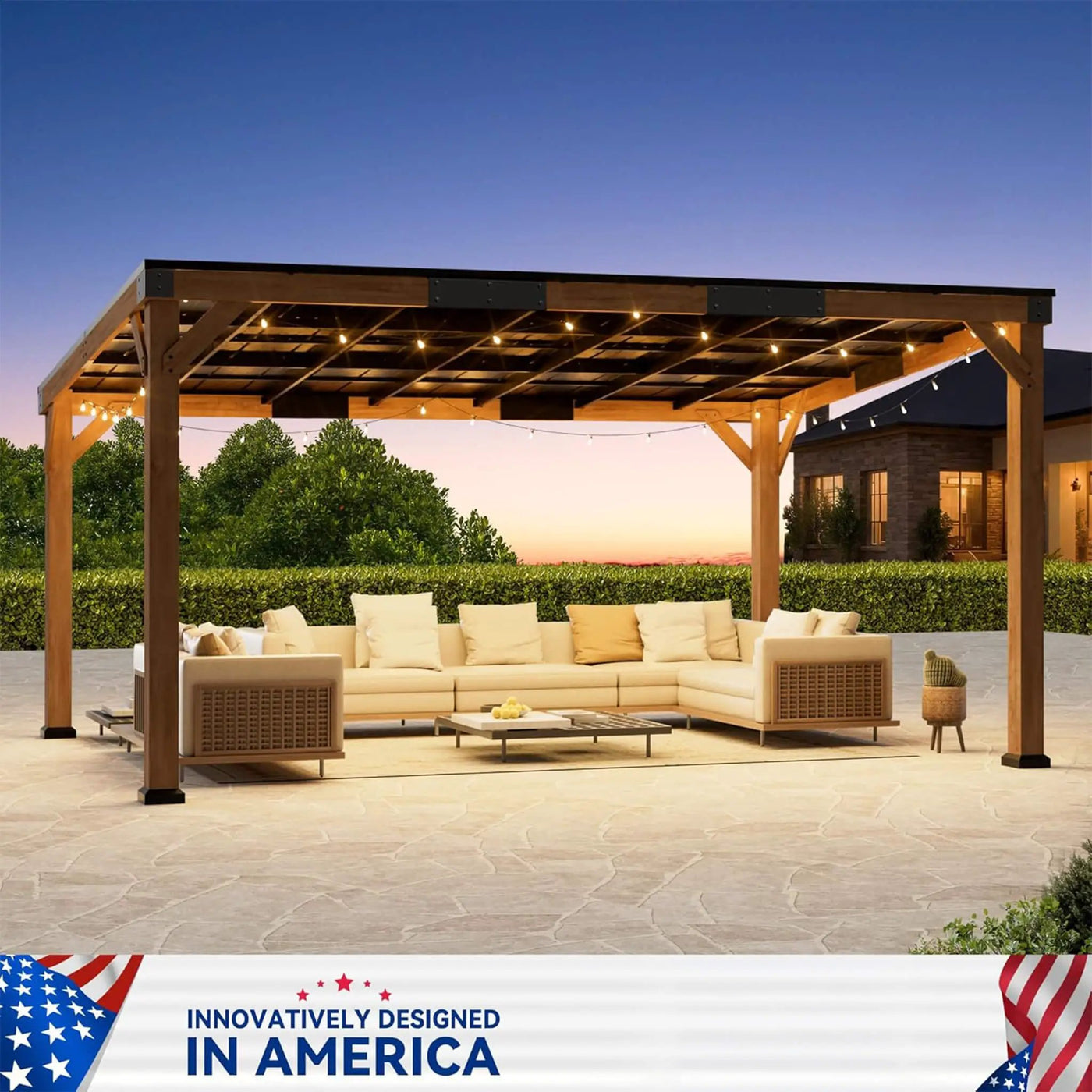 Alora Luxury Modern Cedar Gazebo With Sloped Hardtop Roof (SAK35720) by SAKSBY WHOLESALE