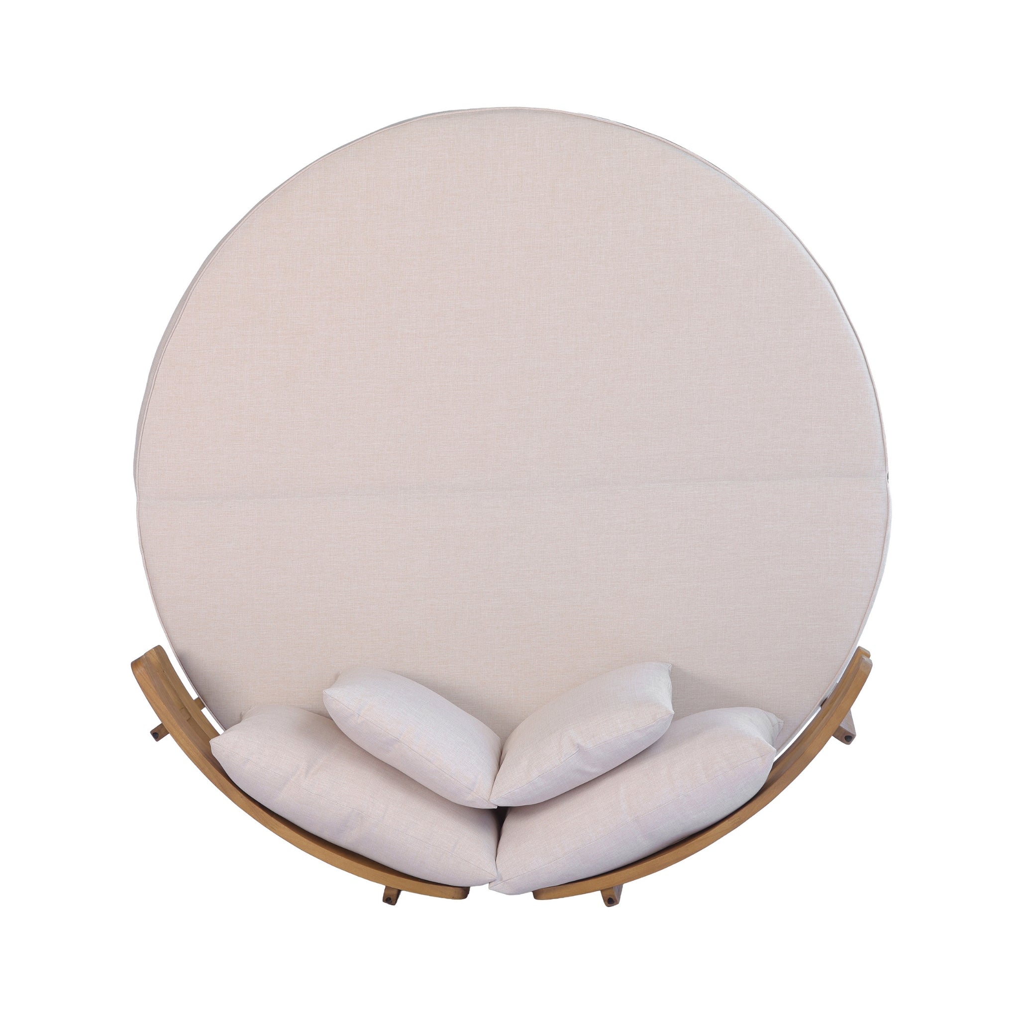 Alora Luxury Outdoor Acacia Wood Round Daybed With Cushions And Pillows (SAK40613) by SAKSBY WHOLESALE