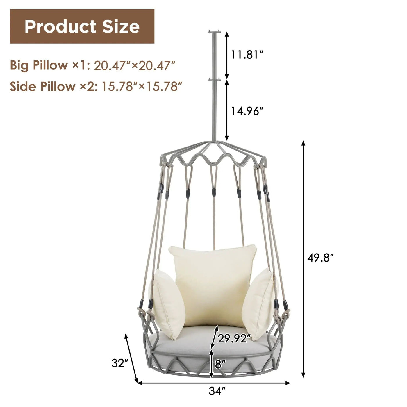 Luxury Outdoor Hanging Basket Porch Swing Chair With UV Resistant Cushions (SAK95678) by SAKSBY WHOLESALE