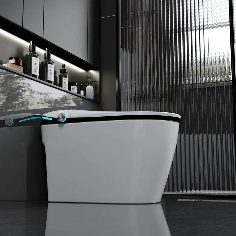 Nuvia Luxury Smart Toilet With Built-In Auto Open And Close Bidet Seat, Foot Sensor, LED Display And Night Light (SAK31256) by SAKSBY WHOLESALE