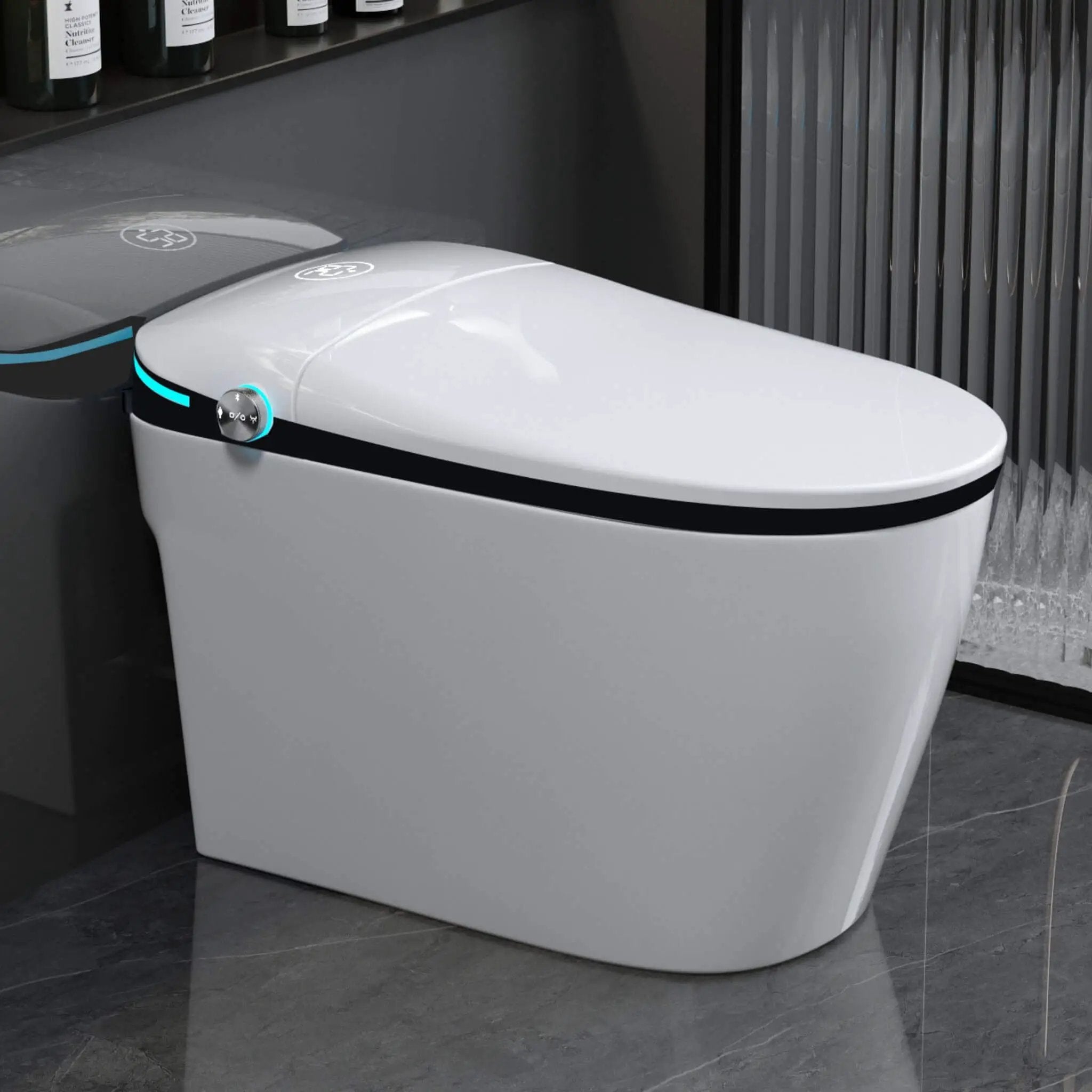 Nuvia Luxury Smart Toilet With Built-In Auto Open And Close Bidet Seat, Foot Sensor, LED Display And Night Light (SAK31256) by SAKSBY WHOLESALE