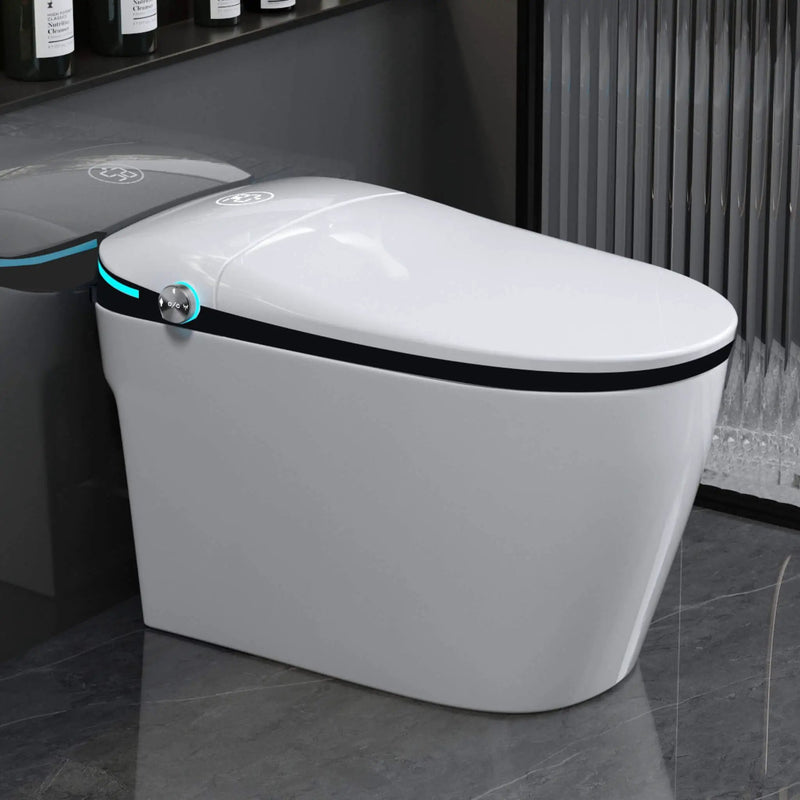 Nuvia Luxury Smart Toilet With Built-In Auto Open And Close Bidet Seat, Foot Sensor, LED Display And Night Light (SAK31256) by SAKSBY WHOLESALE