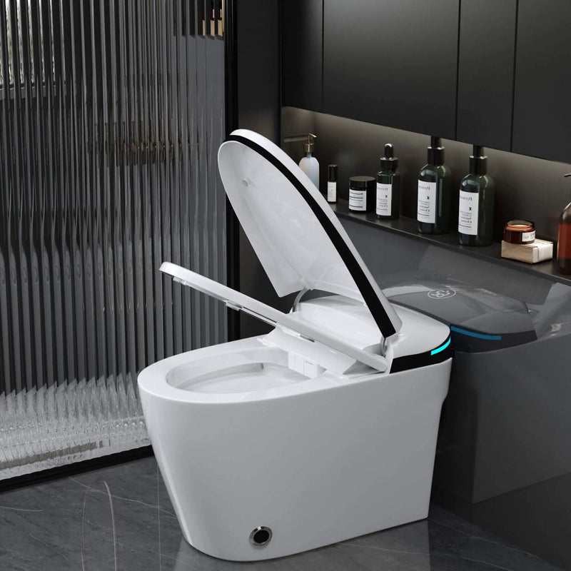 Nuvia Luxury Smart Toilet With Built-In Auto Open And Close Bidet Seat, Foot Sensor, LED Display And Night Light (SAK31256) by SAKSBY WHOLESALE
