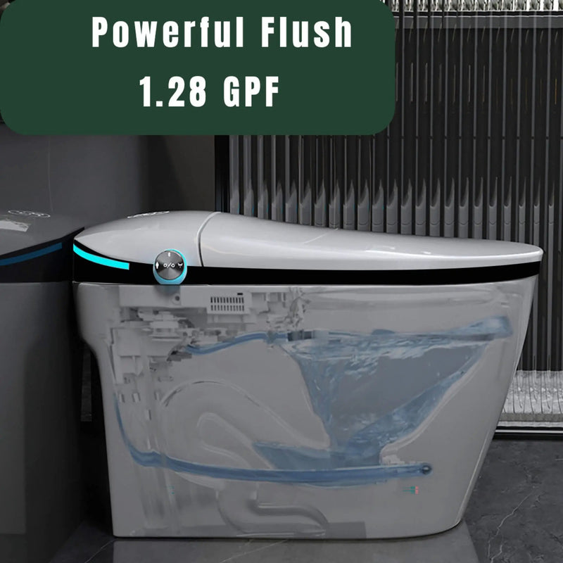 Nuvia Luxury Smart Toilet With Built-In Auto Open And Close Bidet Seat, Foot Sensor, LED Display And Night Light (SAK31256) by SAKSBY WHOLESALE