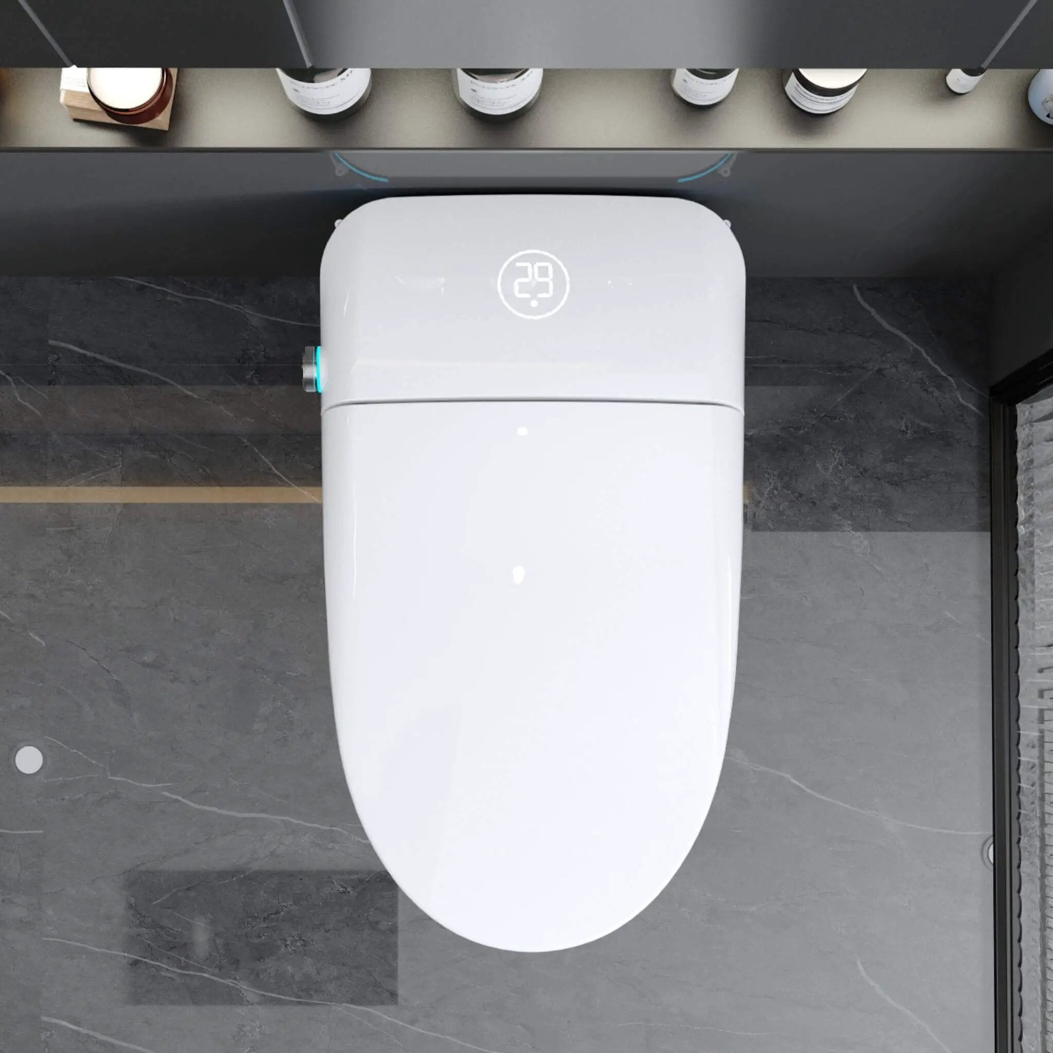 Nuvia Luxury Smart Toilet With Built-In Auto Open And Close Bidet Seat, Foot Sensor, LED Display And Night Light (SAK31256) by SAKSBY WHOLESALE